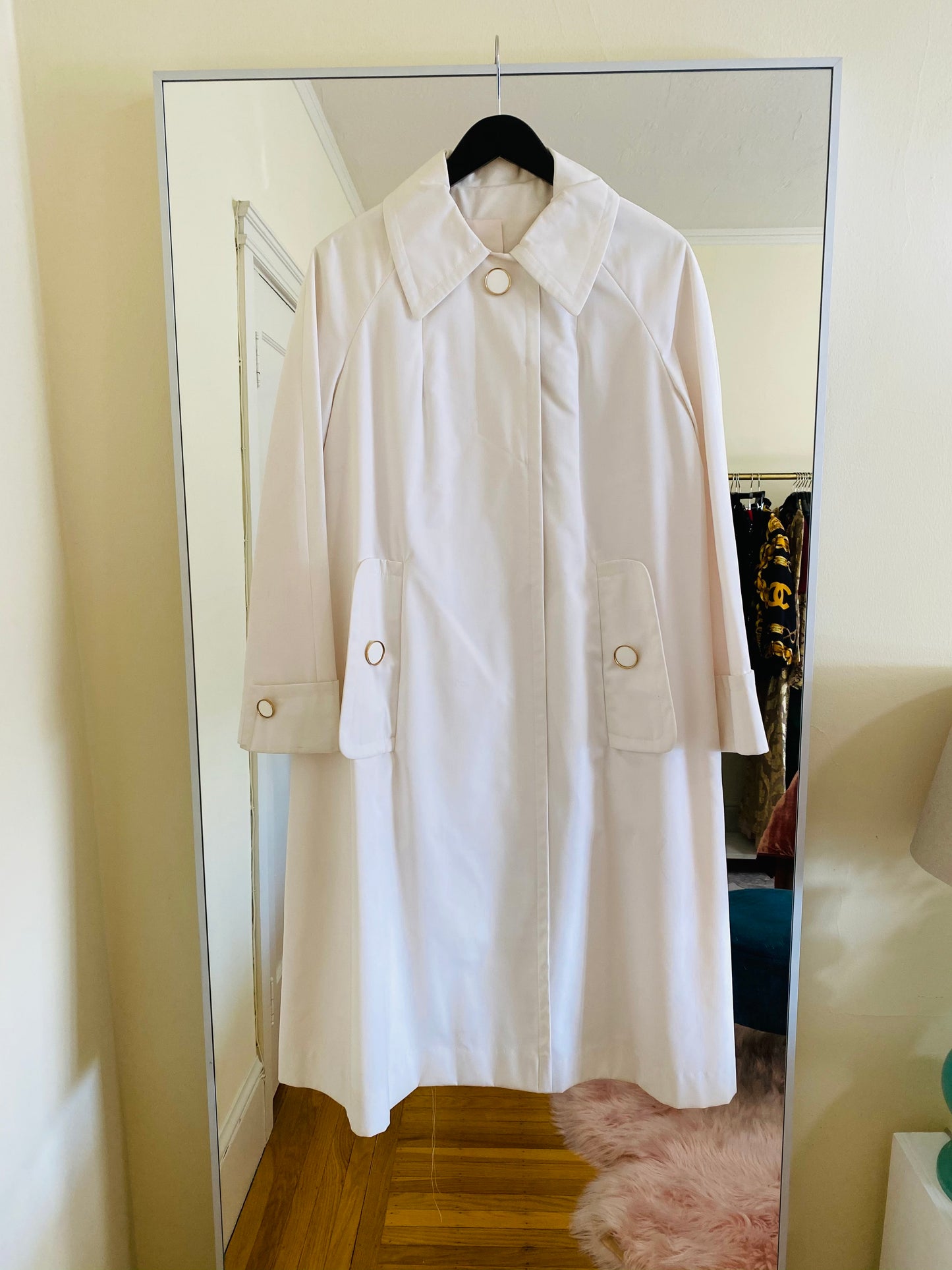 60s Mod White Rain Coat