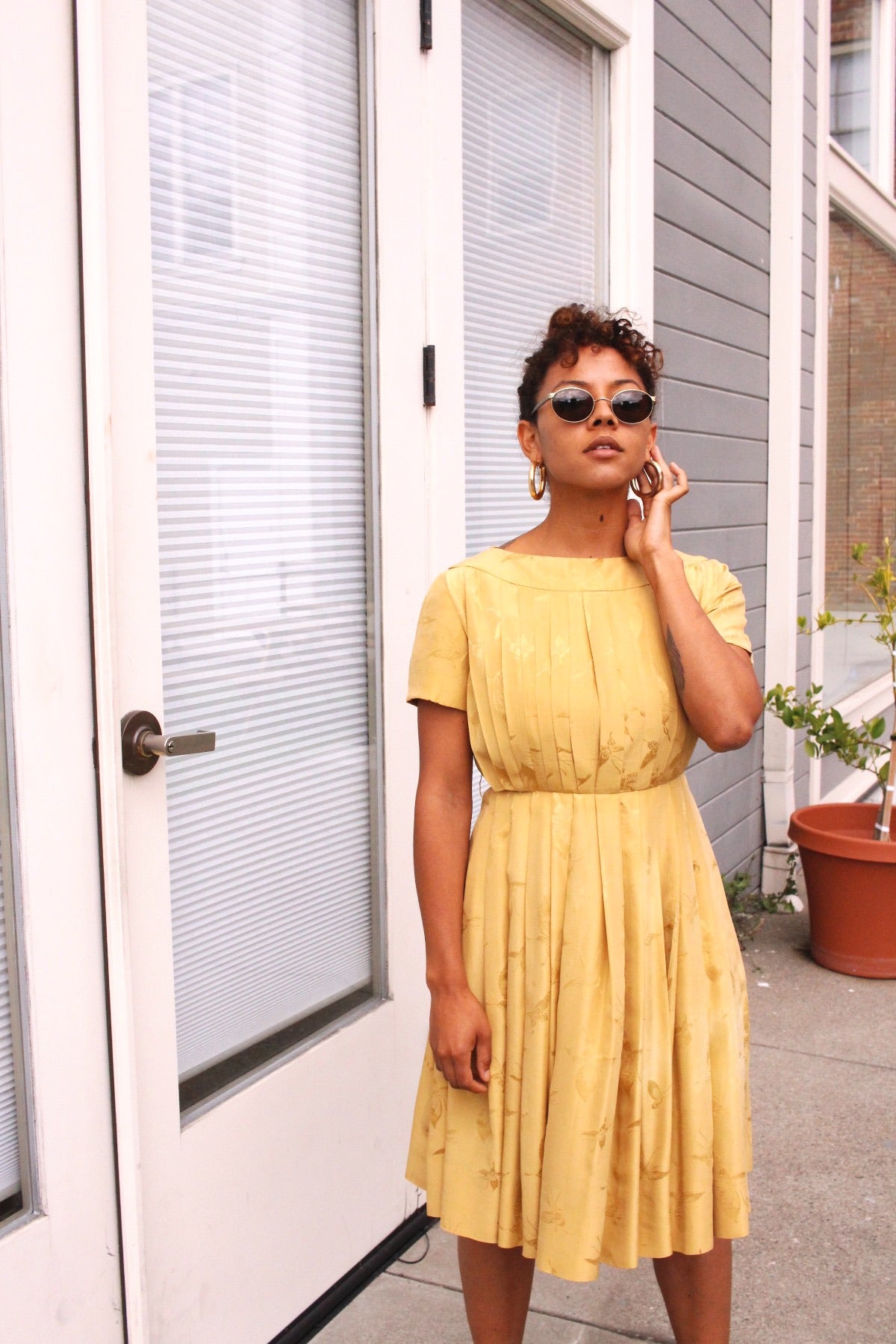 Silk Box Pleat Butterfly Dress