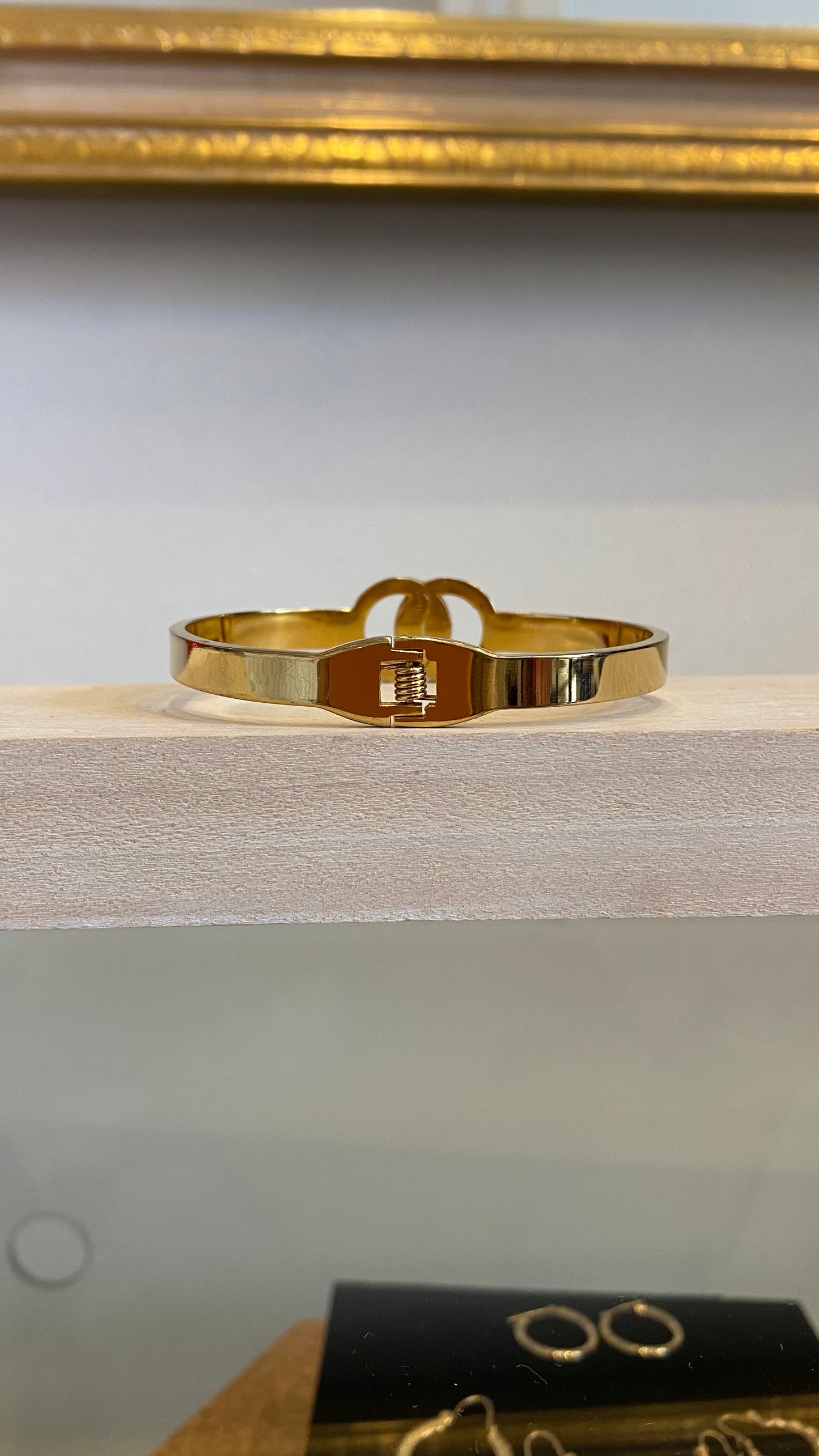 Chanel CC Logo Enamel Black & Gold Clamper Bracelet