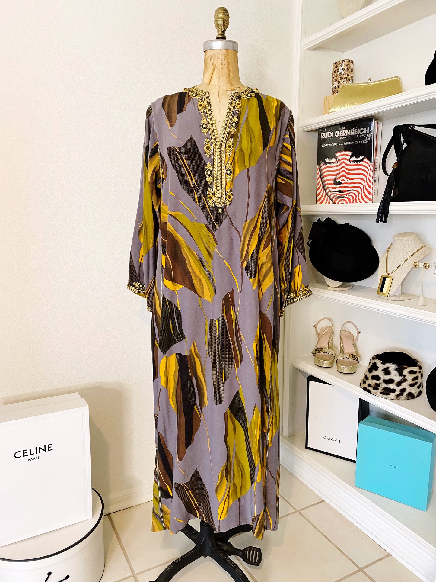 Silk Embroidered 70s Caftan