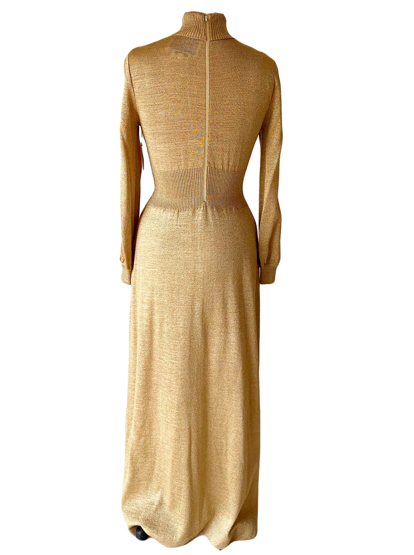 70s Gold Lurex Knit Sweater Dress