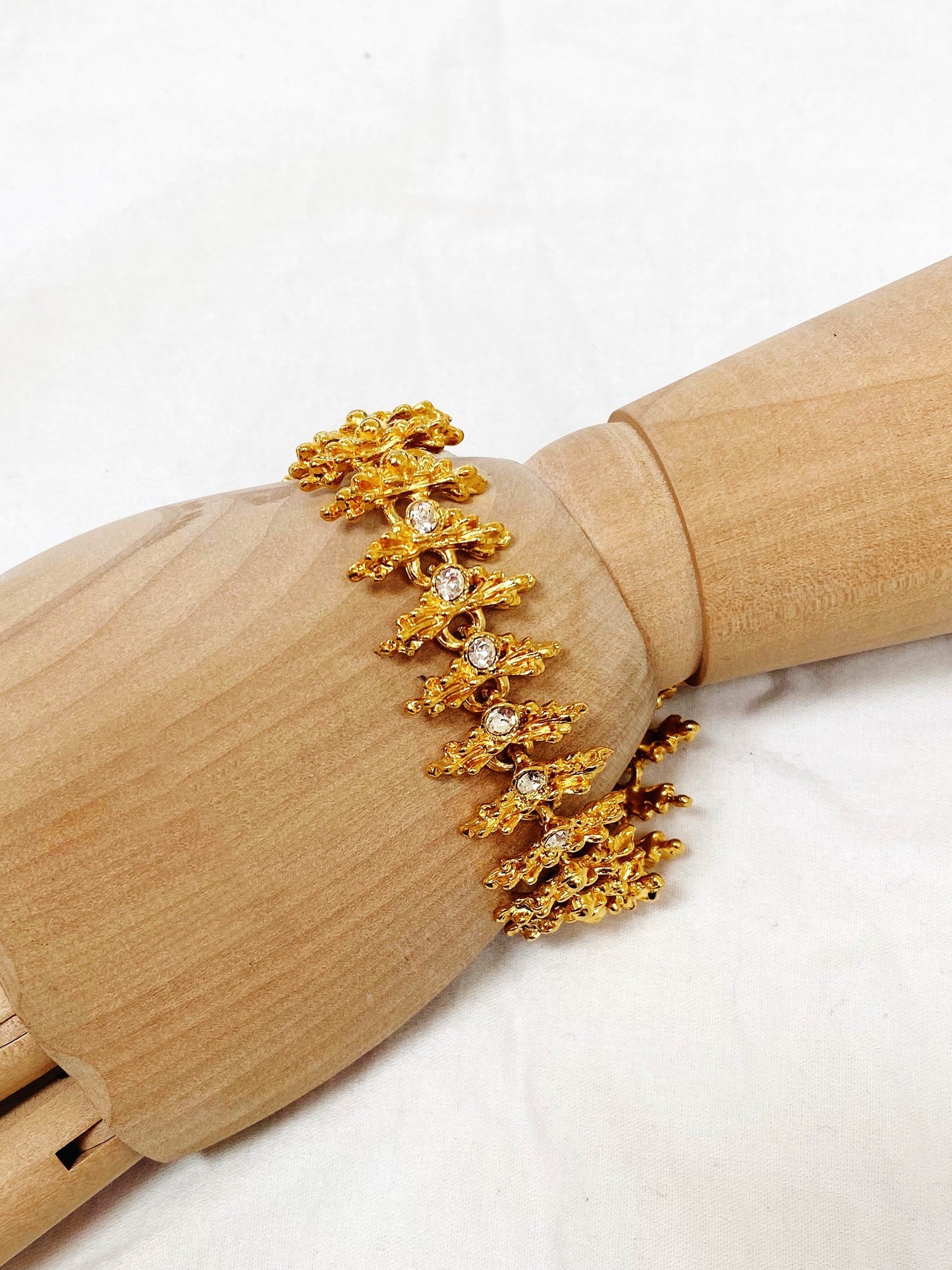 Vintage Gold Starburst Rhinestone Bracelet