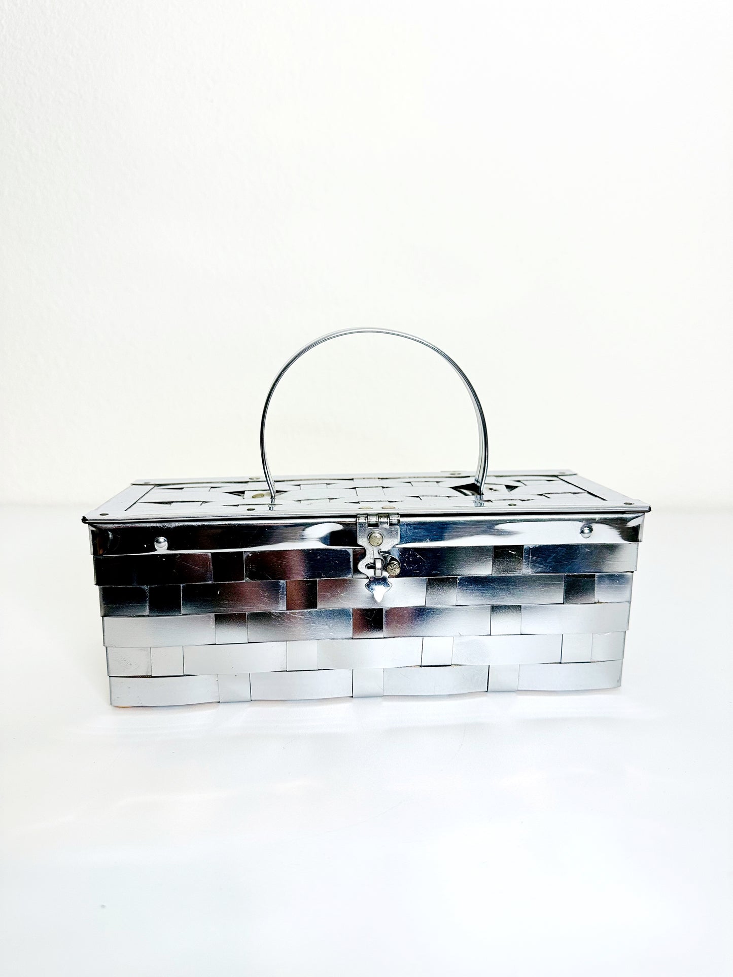 1950s Woven Silver Metal Purse