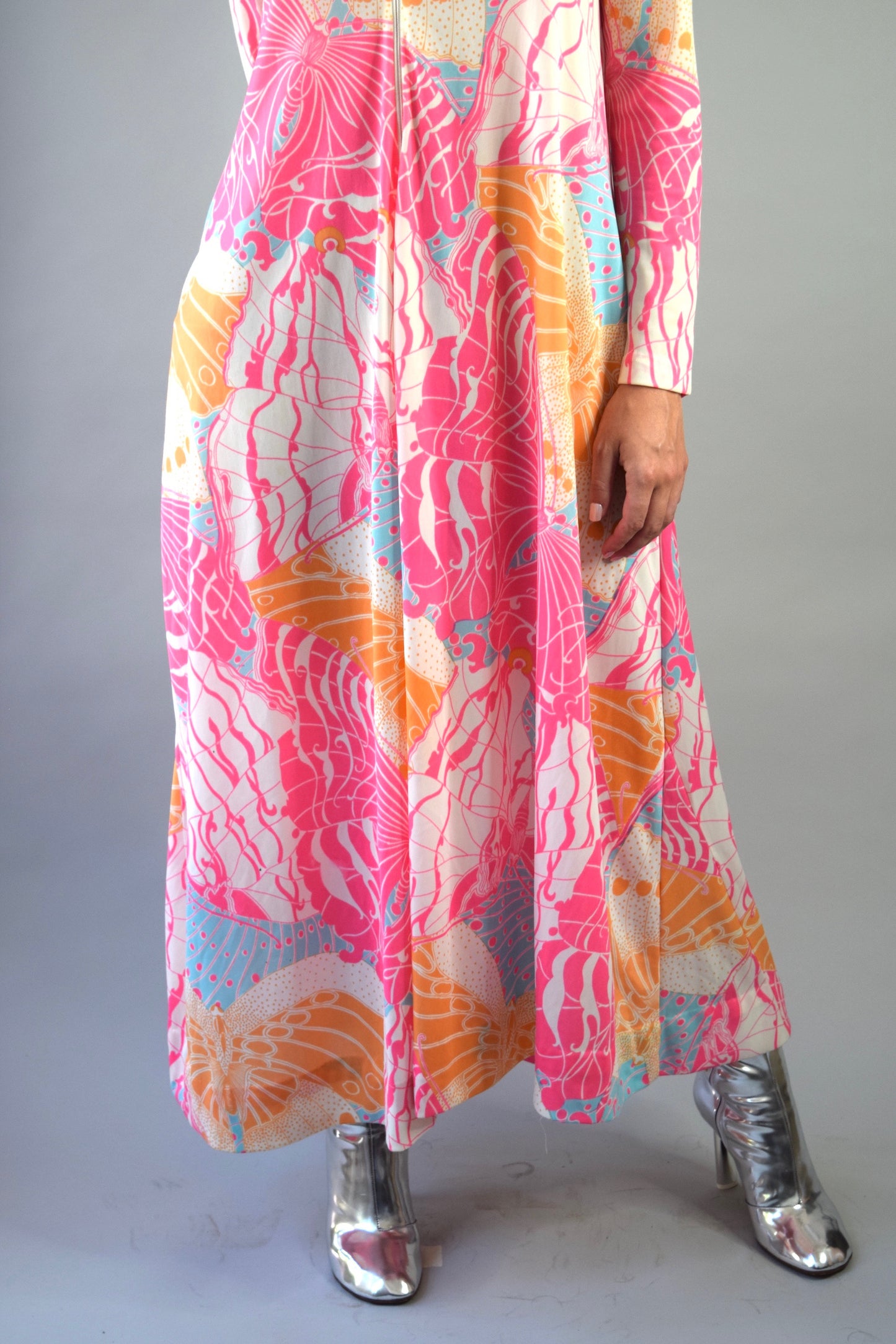 Vintage Butterfly Print Jersey Caftan