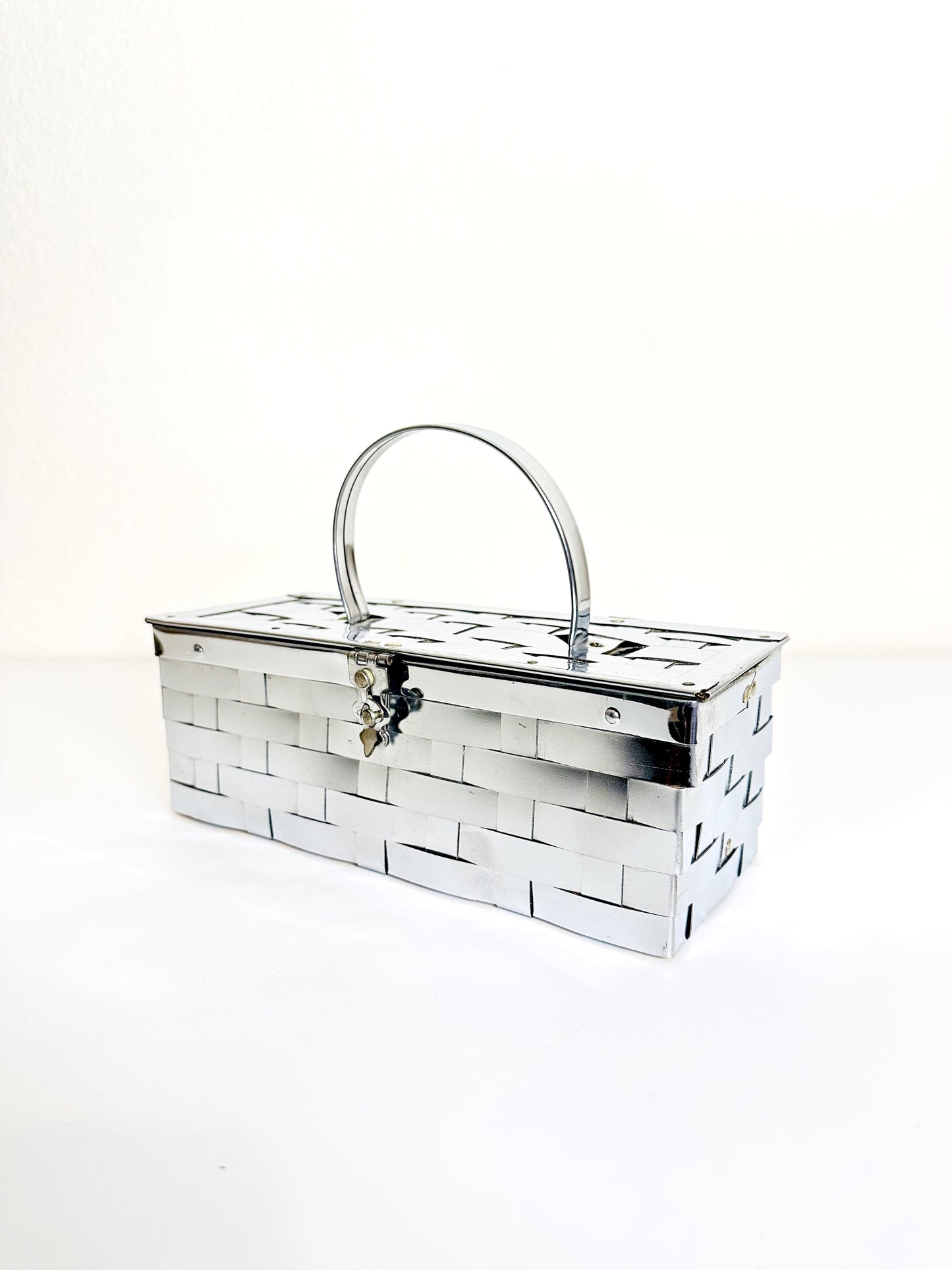 1950s Woven Silver Metal Purse