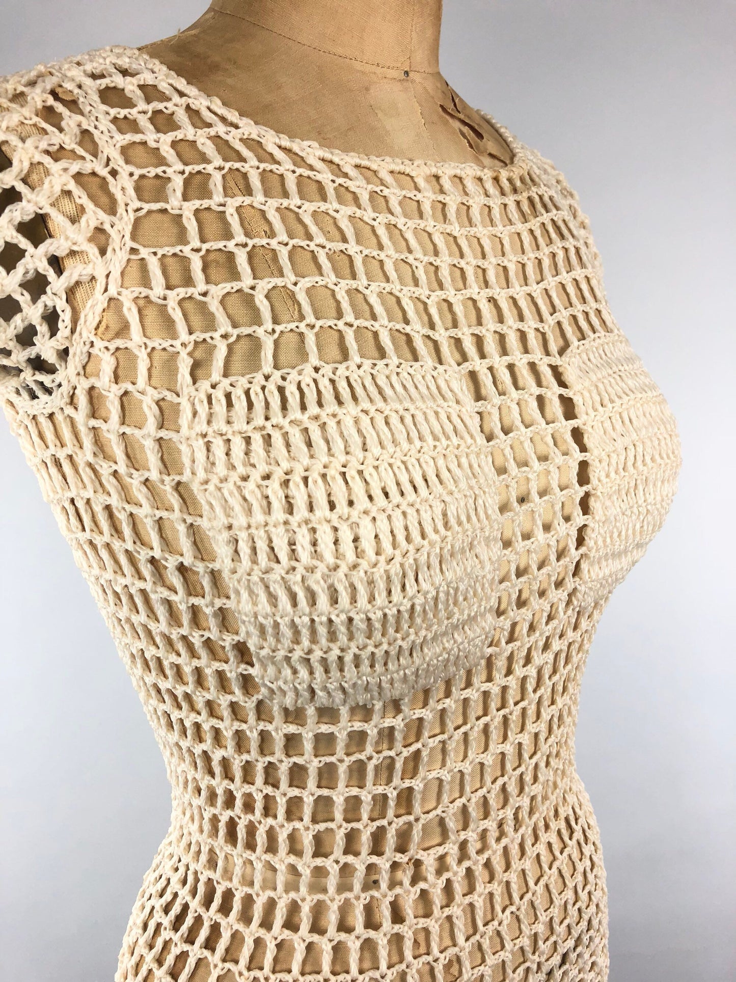 Rare 1960s Mod Mesh Mini Dress / Top