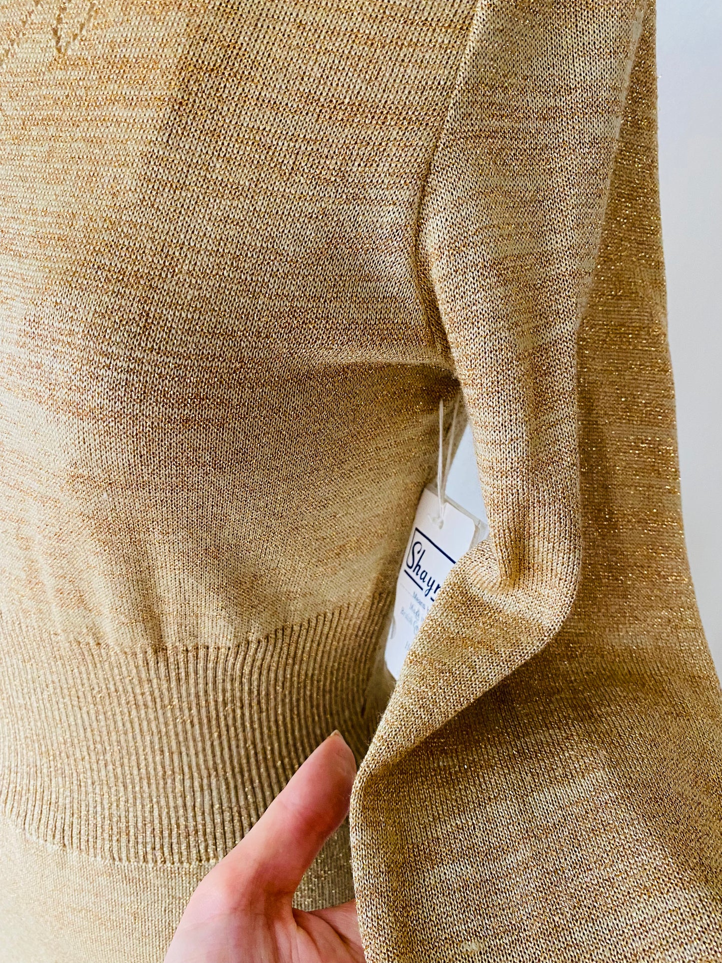 70s Gold Lurex Knit Sweater Dress