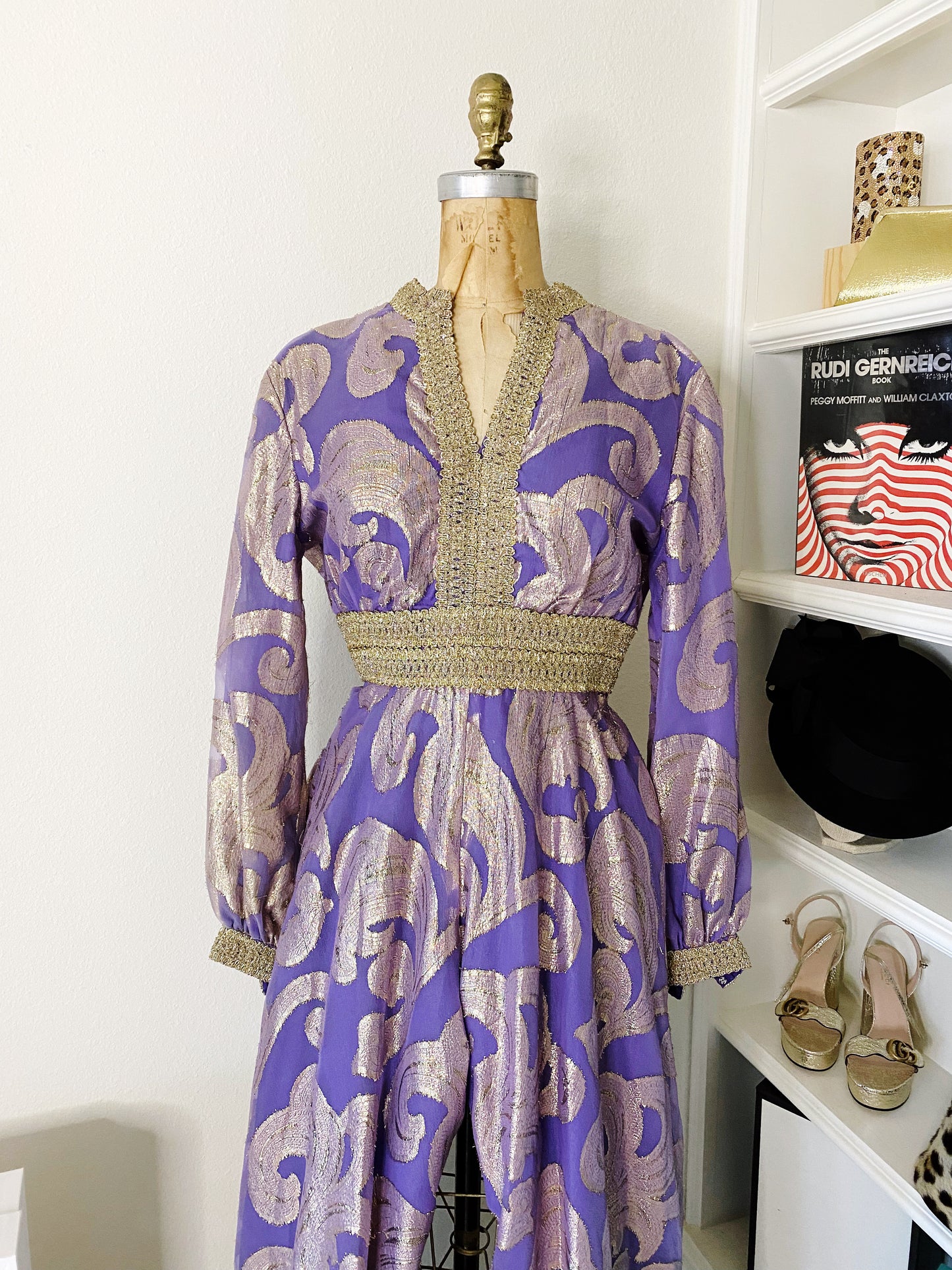 Purple & Gold Paisley Rare Vintage Lurex Jumpsuit