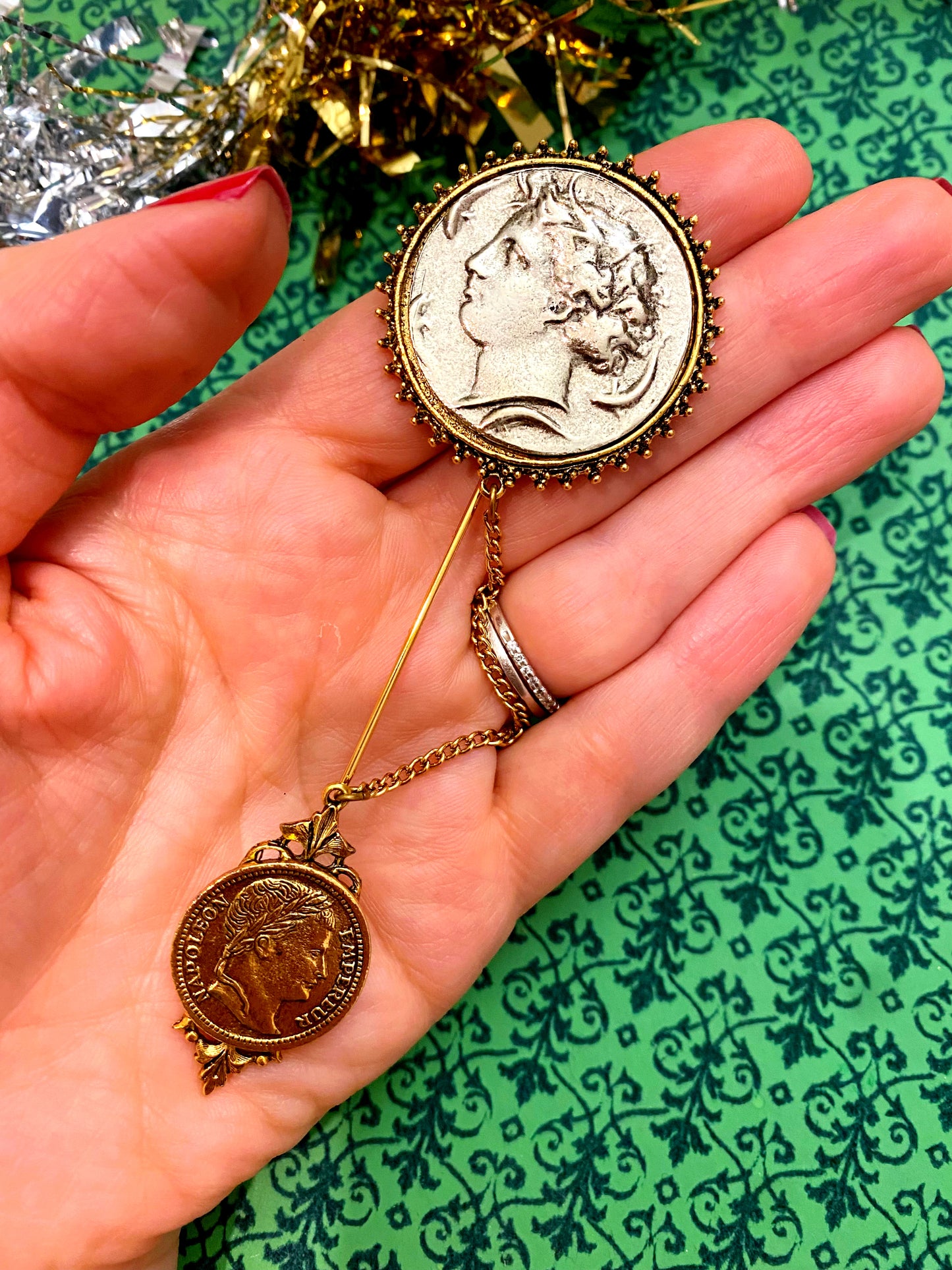 1950s-60s Signed ART Greek Coin Pin