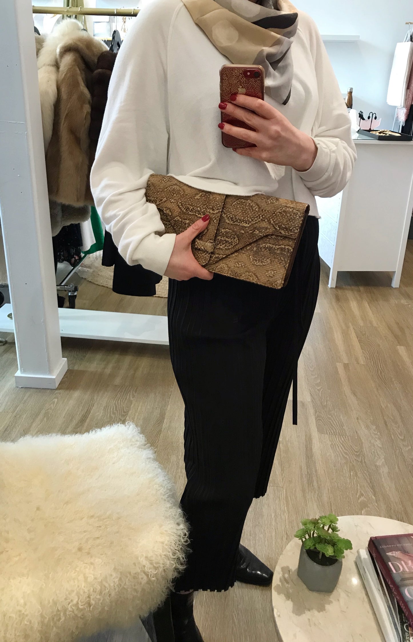 Vintage Snakeskin Leather Clutch