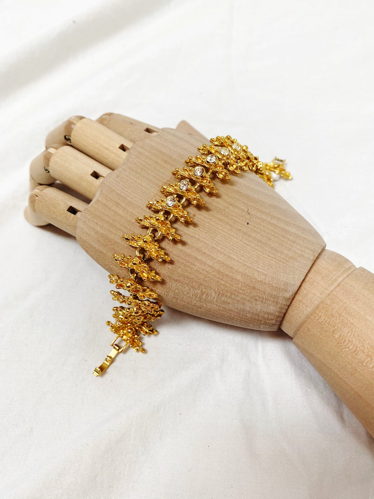 Vintage Gold Starburst Rhinestone Bracelet