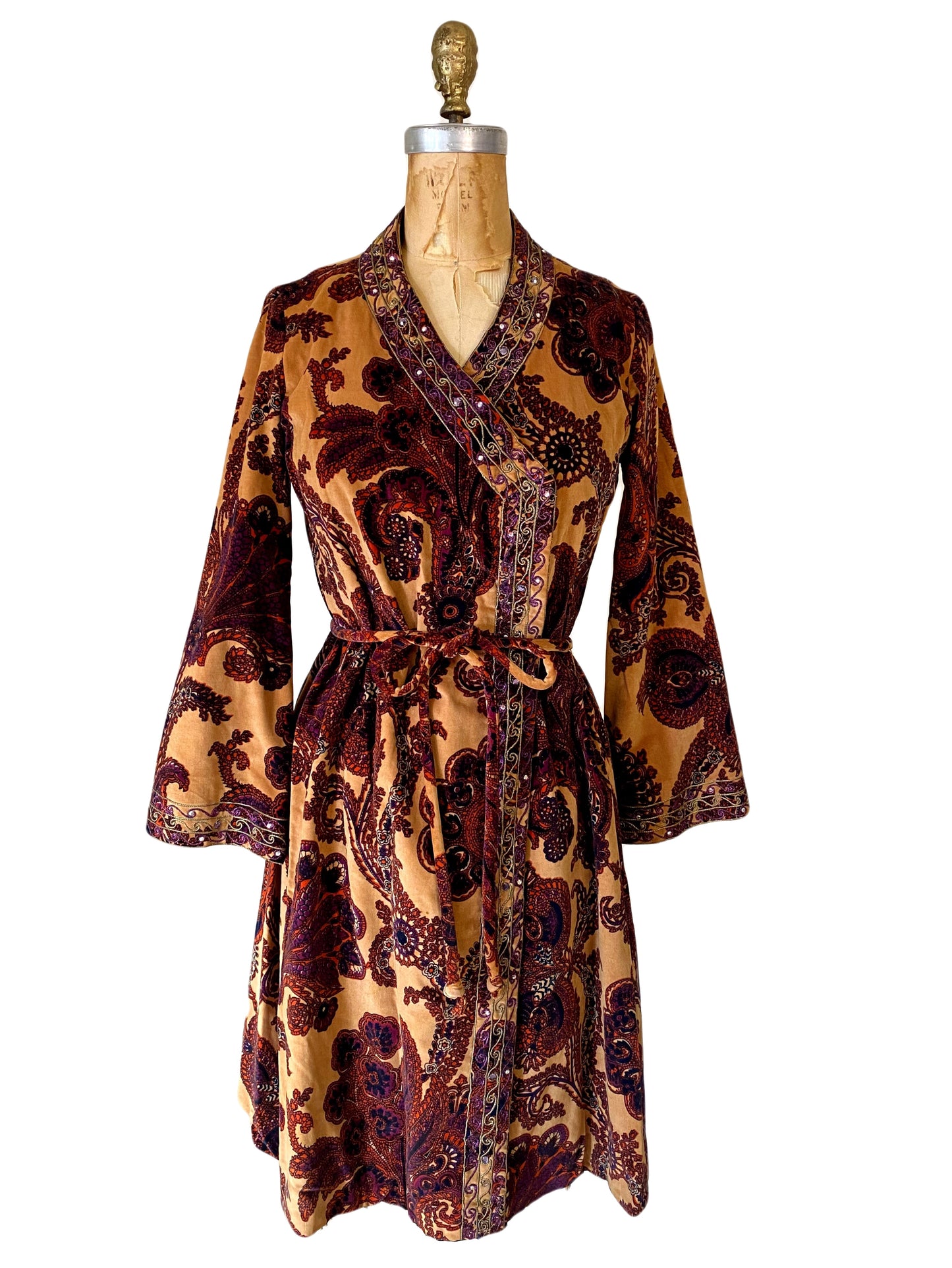 1960s Mr. Mort Velvet Paisley Dress/Coat