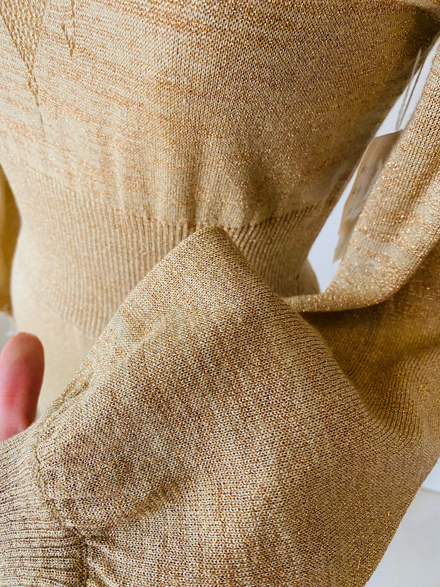 70s Gold Lurex Knit Sweater Dress