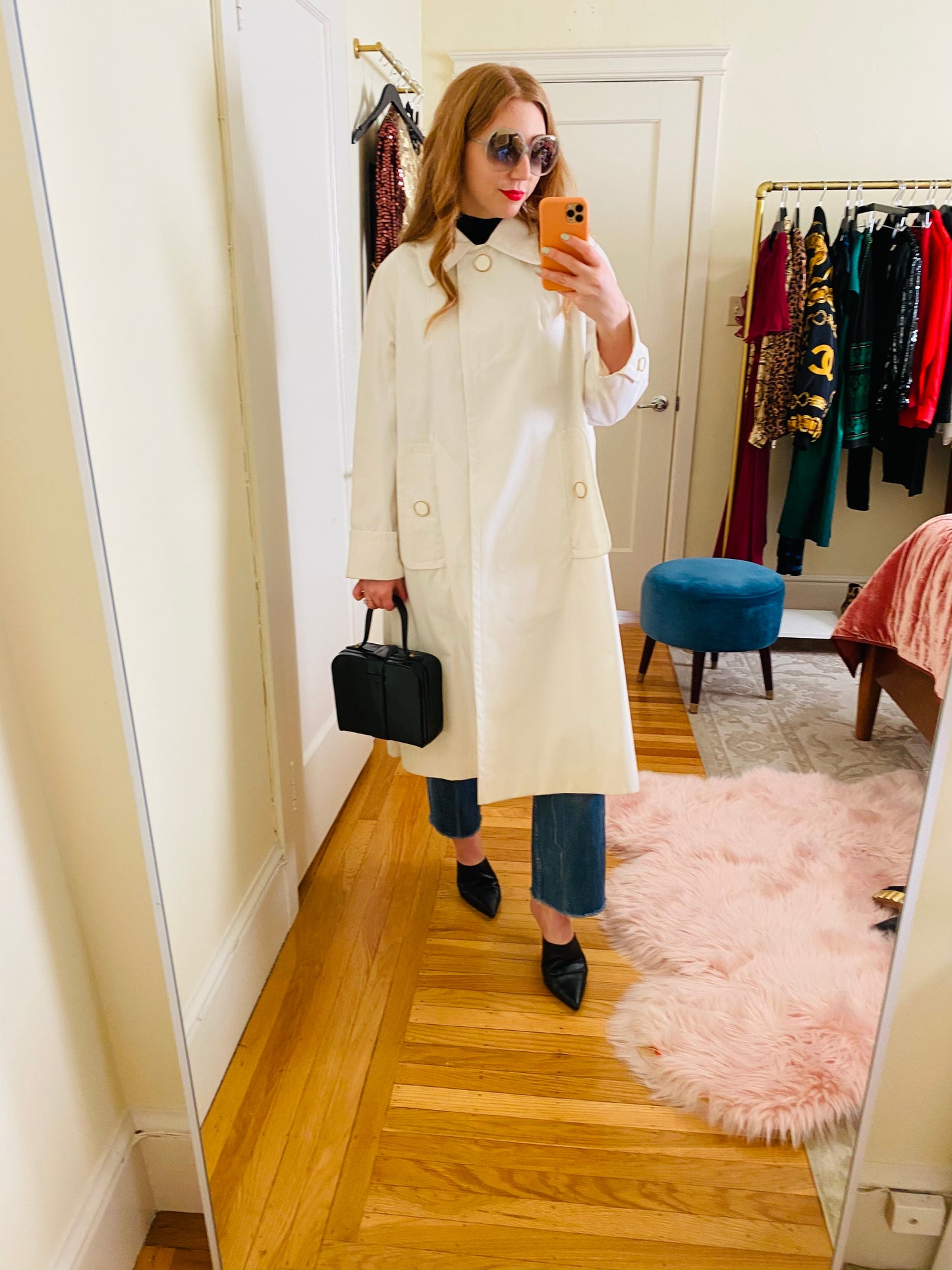 60s Mod White Rain Coat
