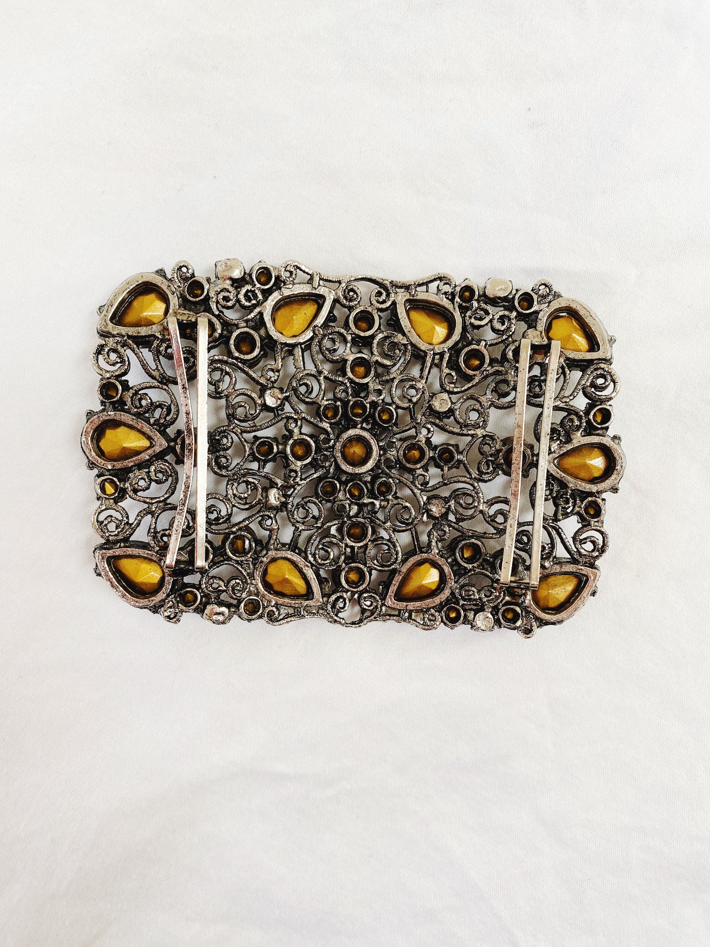 Art Deco Filigree Sterling Rhinestone Belt