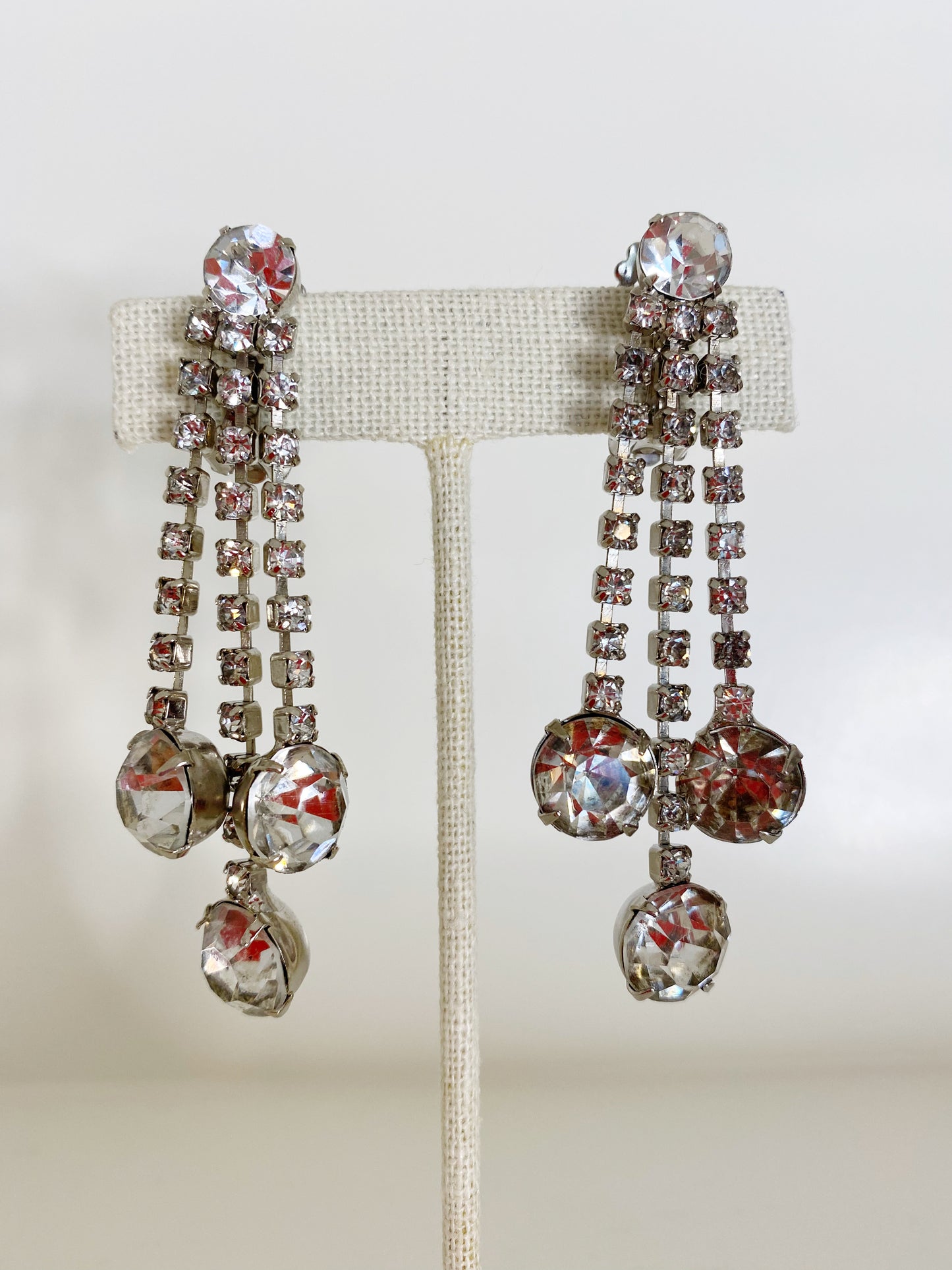 Vintage Oversized Crystal and Rhinestone Drop Earrings