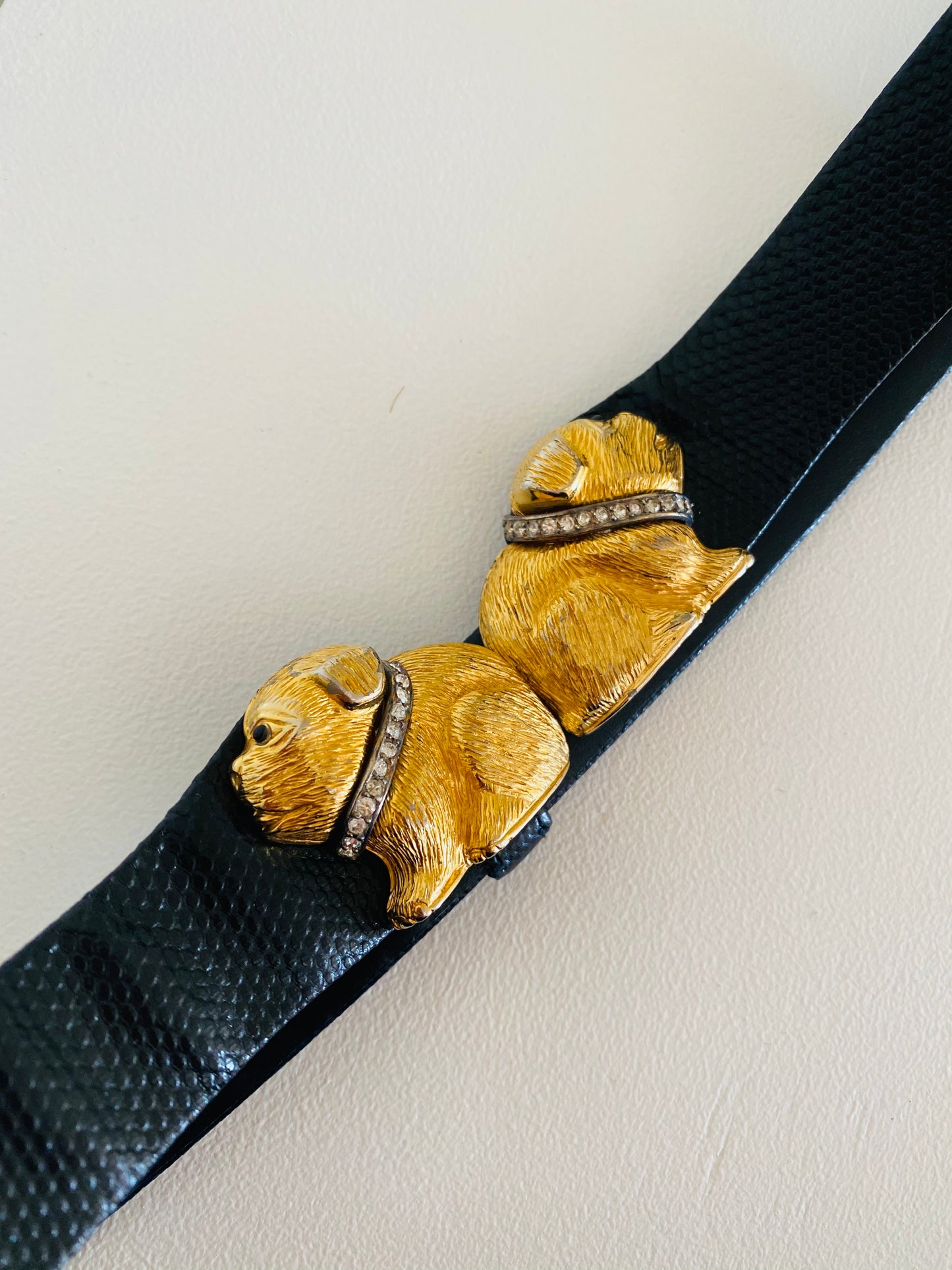 Judith Leiber Snakeskin Swarovski Crystal Dog Belt