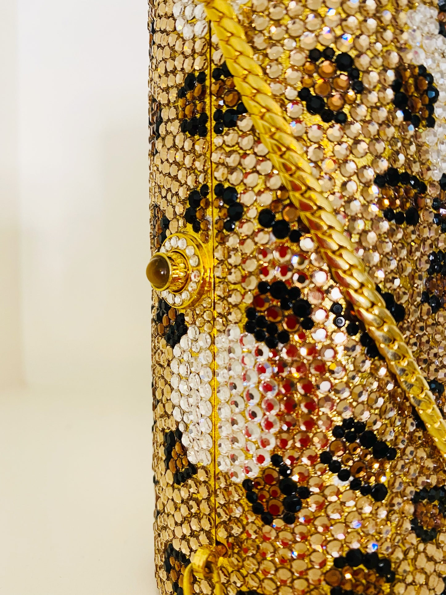J.Tiras Swarovski Crystal Leopard Box Purse