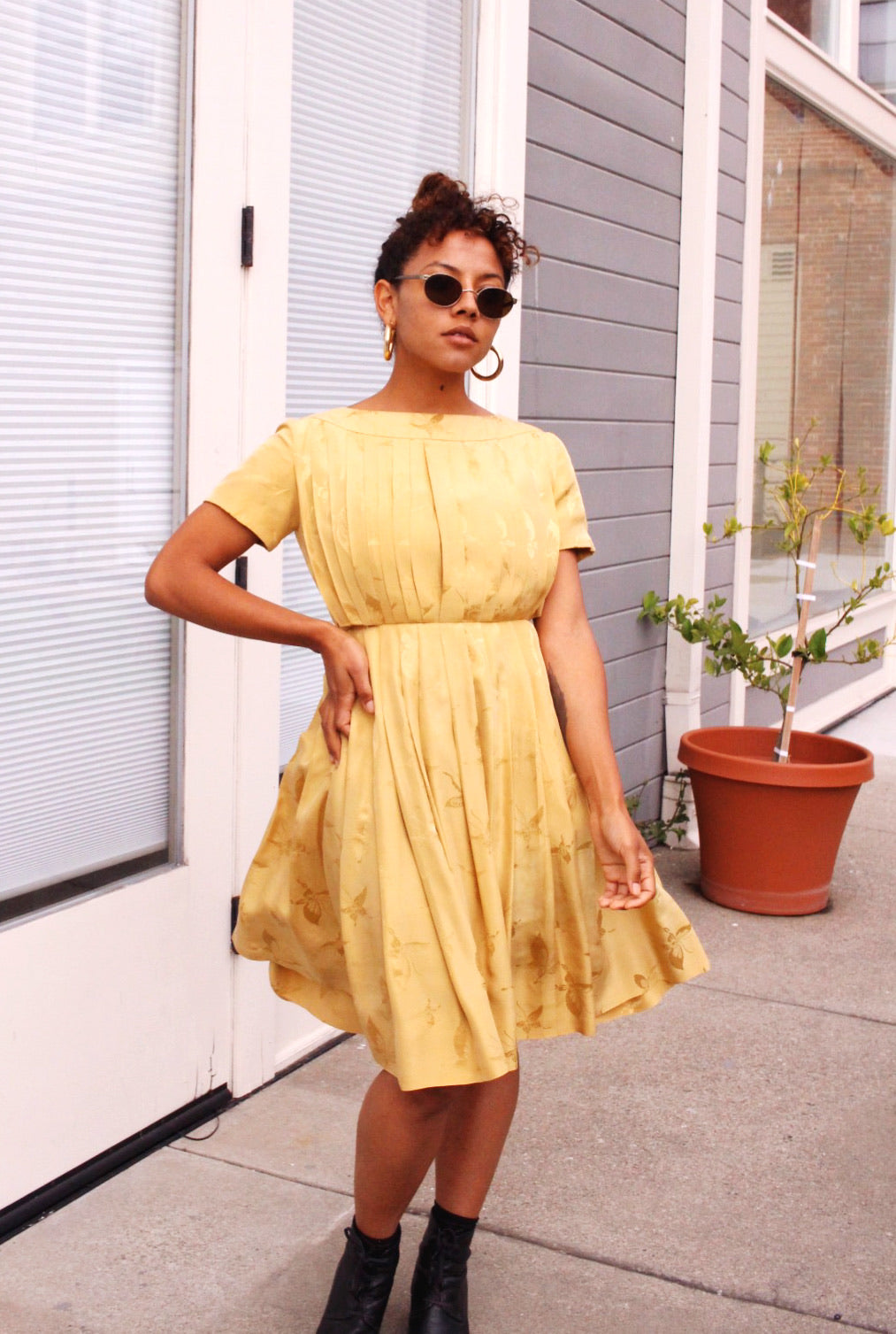 Silk Box Pleat Butterfly Dress