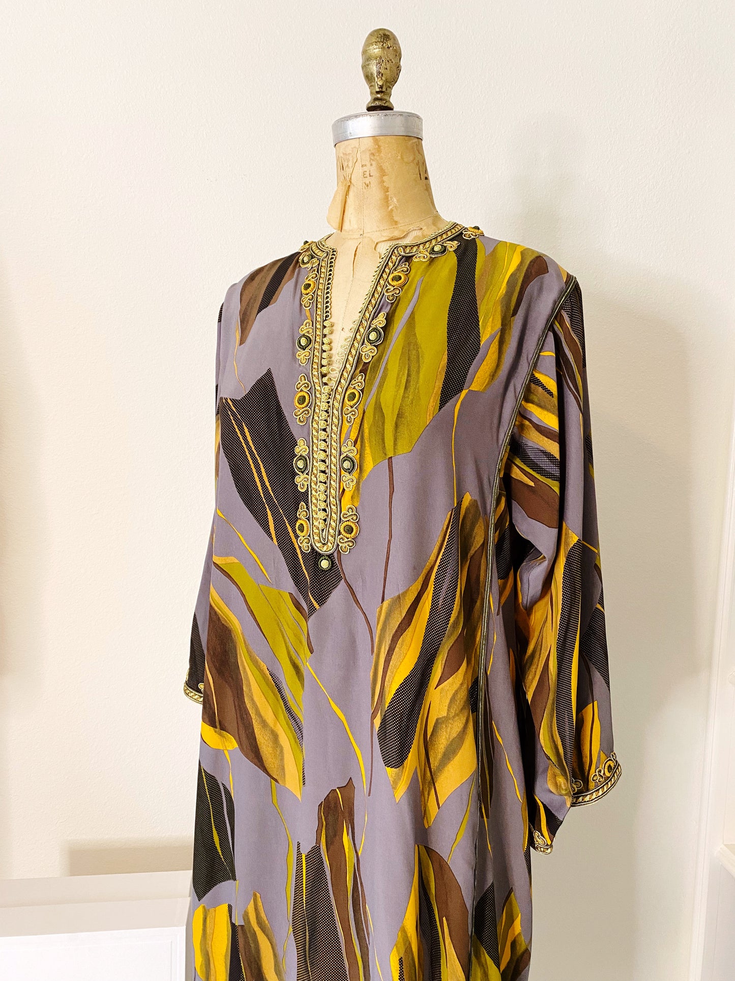 Silk Embroidered 70s Caftan