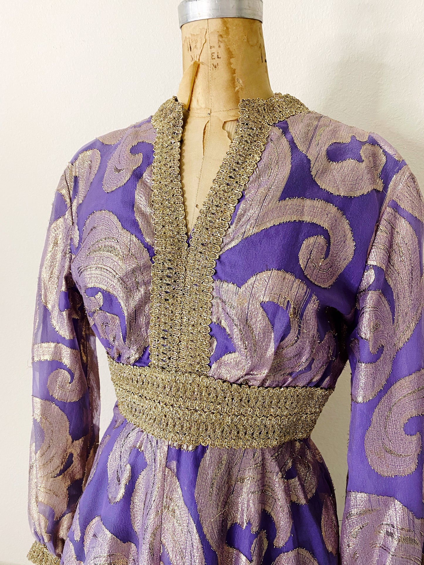 Purple & Gold Paisley Rare Vintage Lurex Jumpsuit