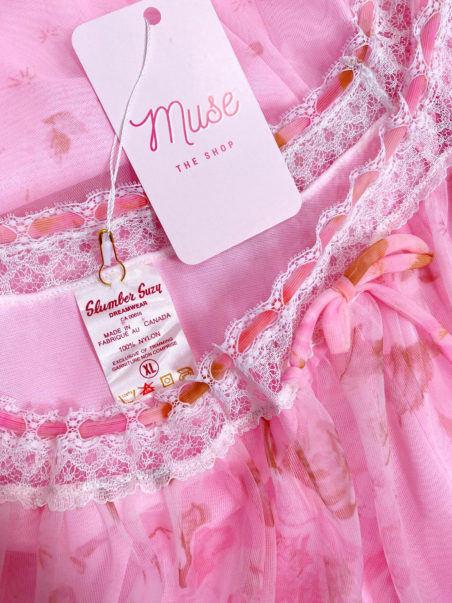 1960s Pink Floral Puff Sleeve Peignoir