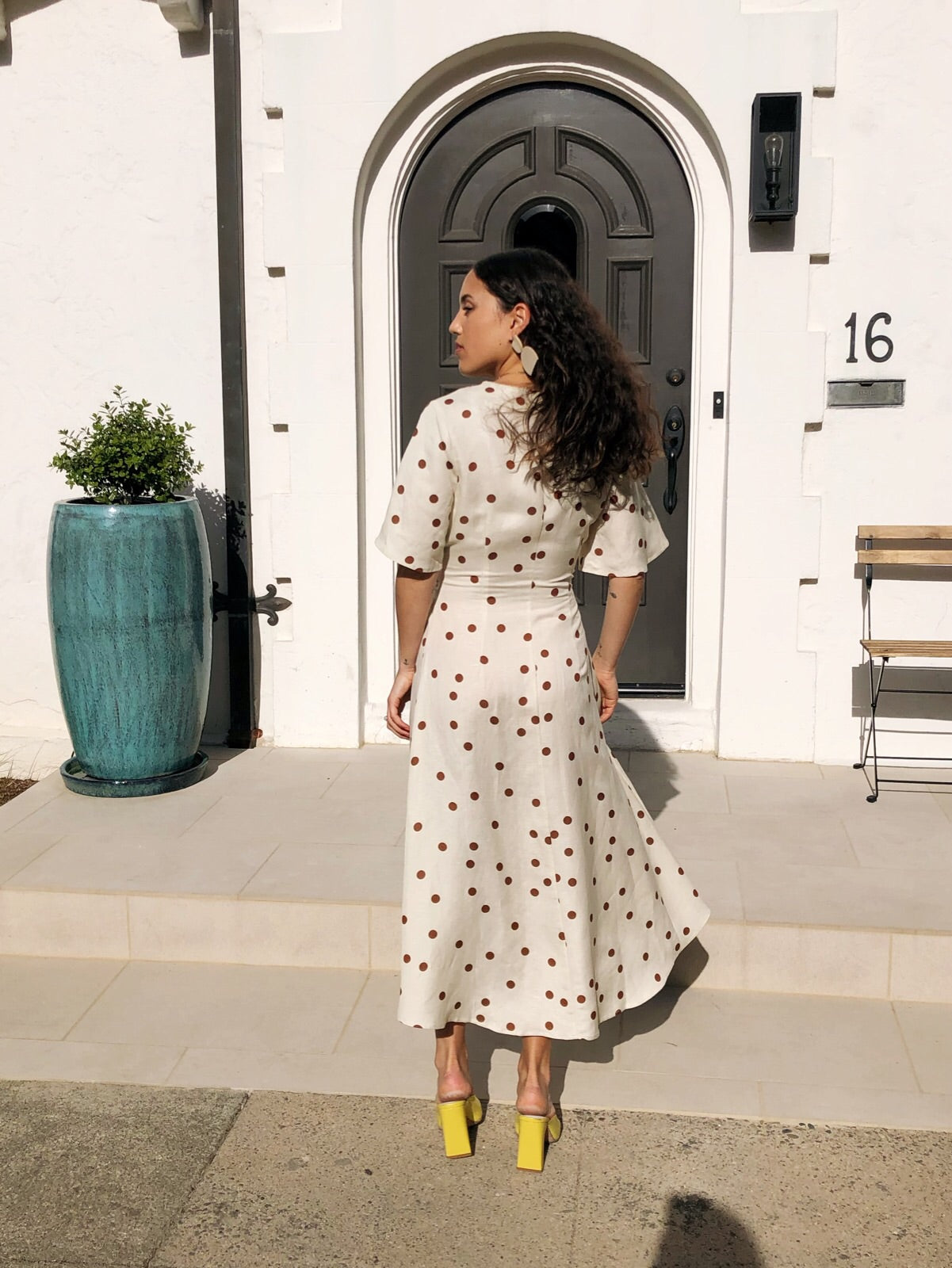 The Julia Dress - Linen Polka Dot