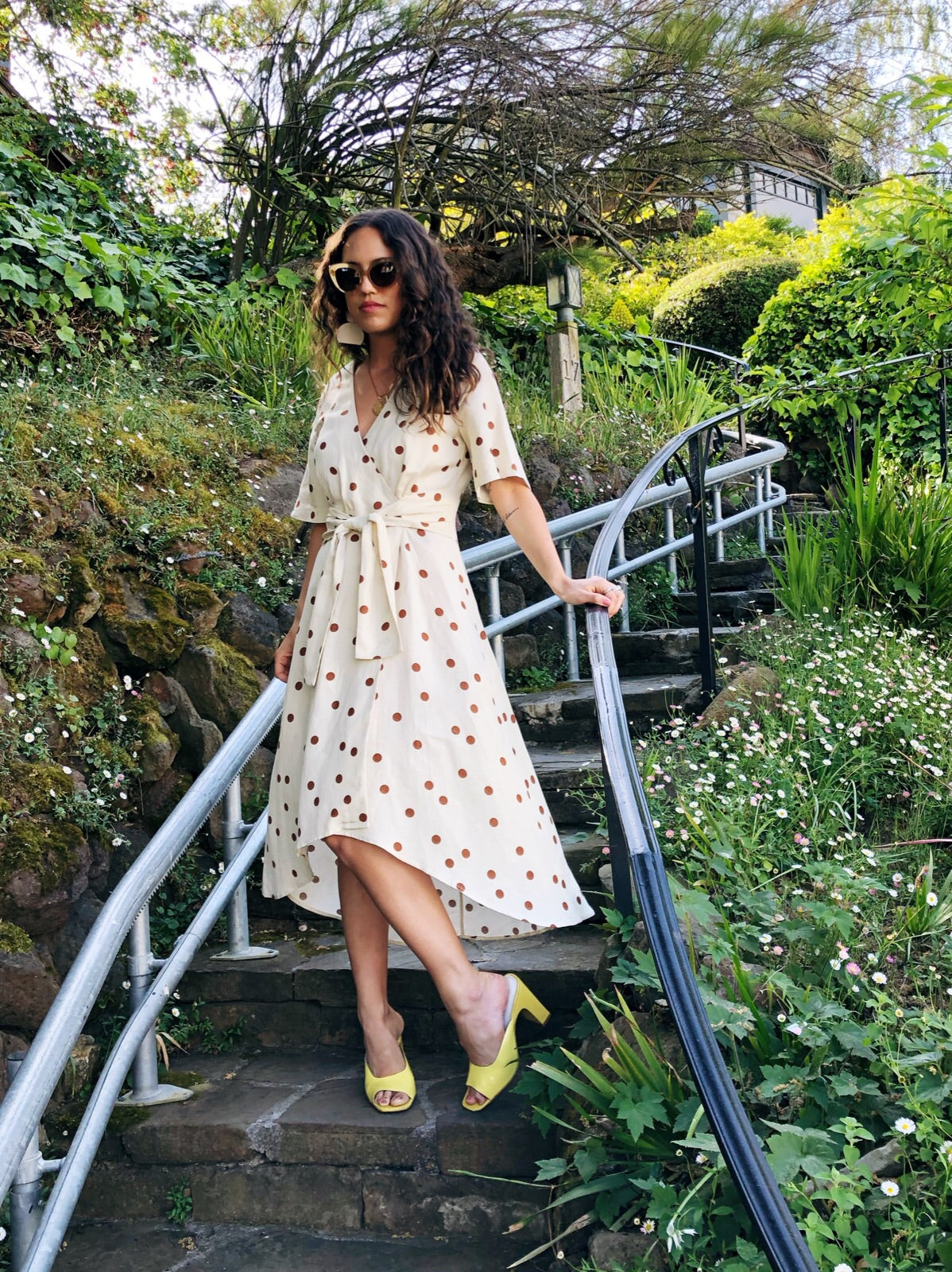 The Julia Dress - Linen Polka Dot