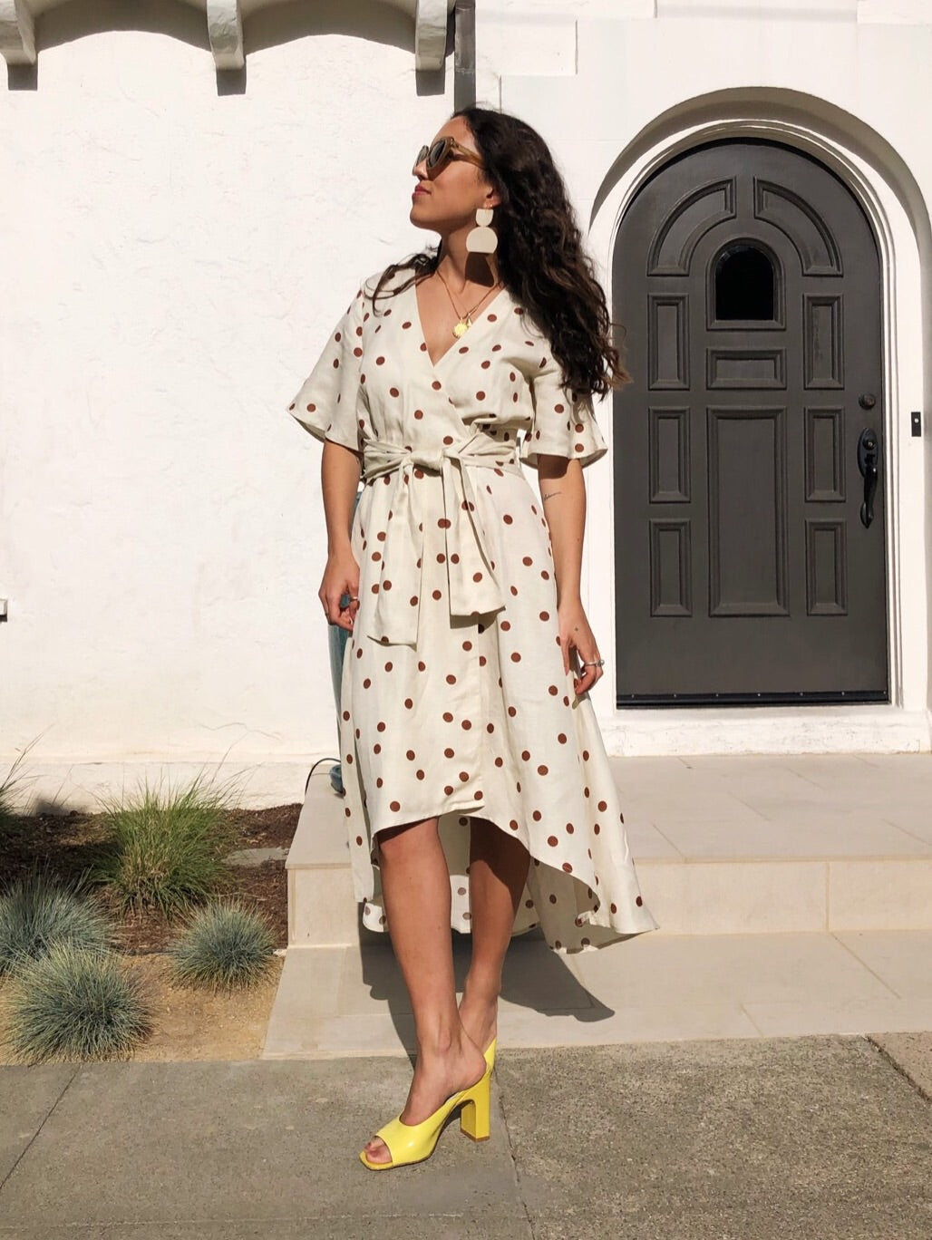 The Julia Dress - Linen Polka Dot