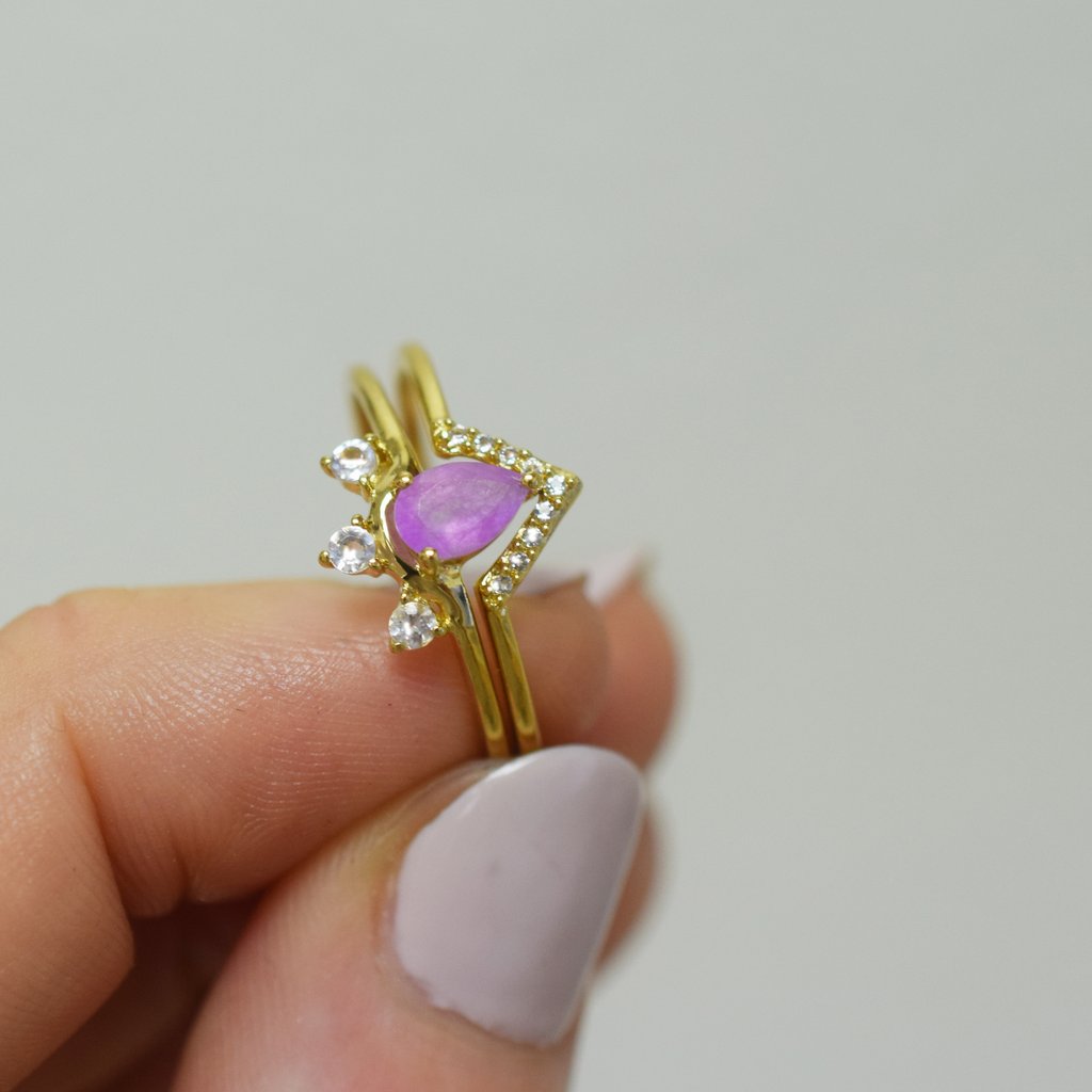 LA Kaiser Lilac Quartz & Topaz Geneva Ring Stack