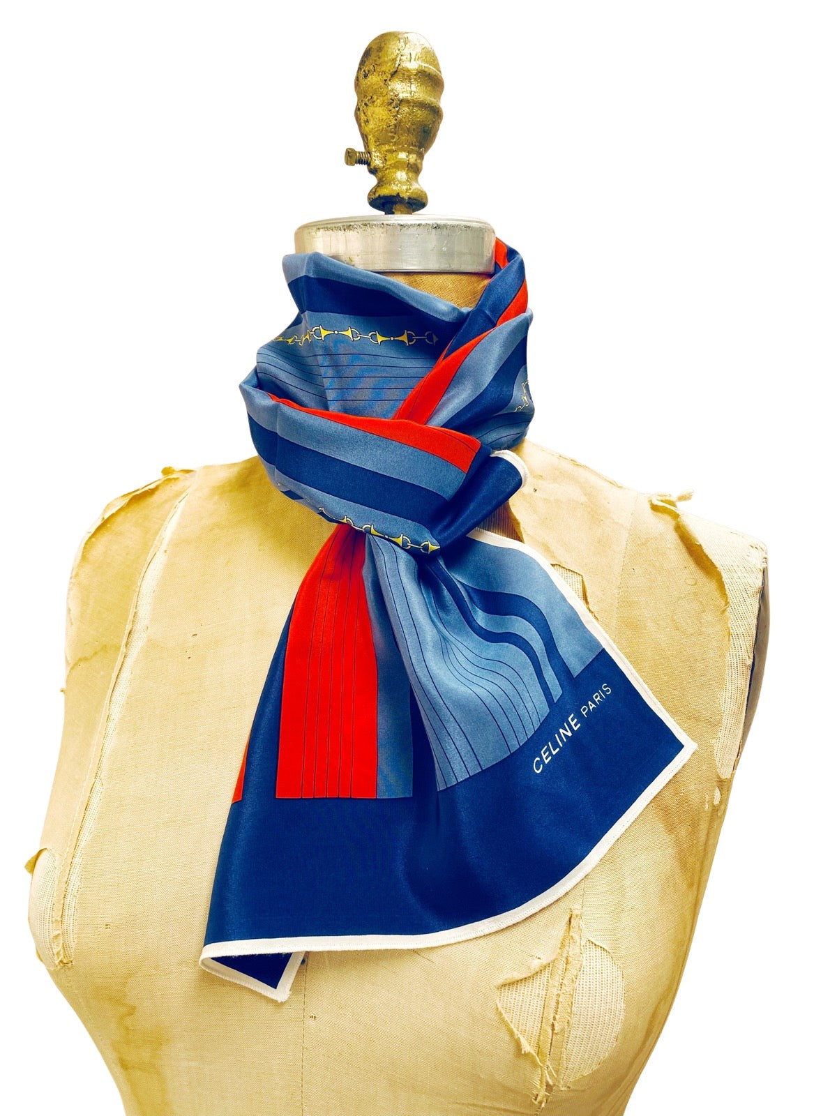 Vintage Celine Silk Scarf Horsebit Design