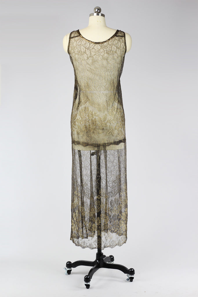 Rare 1920s Egyptian Revival Gold Metallic Lace and Lamé Dress | Muse
