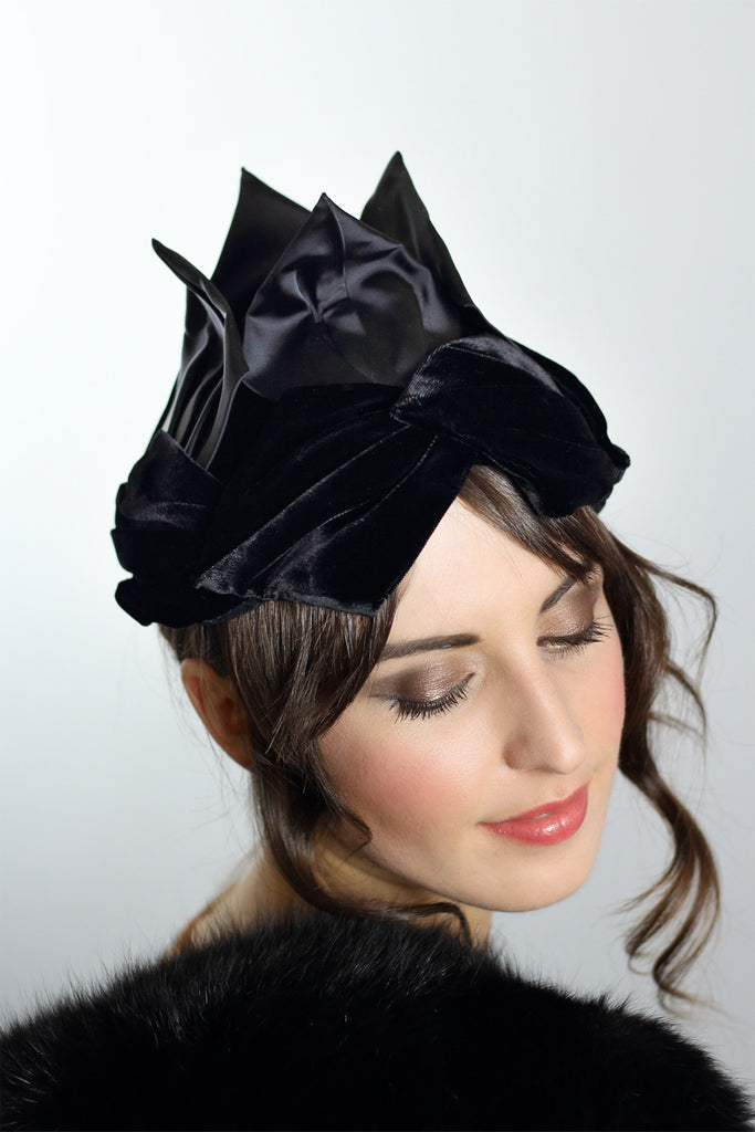 Couture 1920s Avant Garde Black Flapper Hat