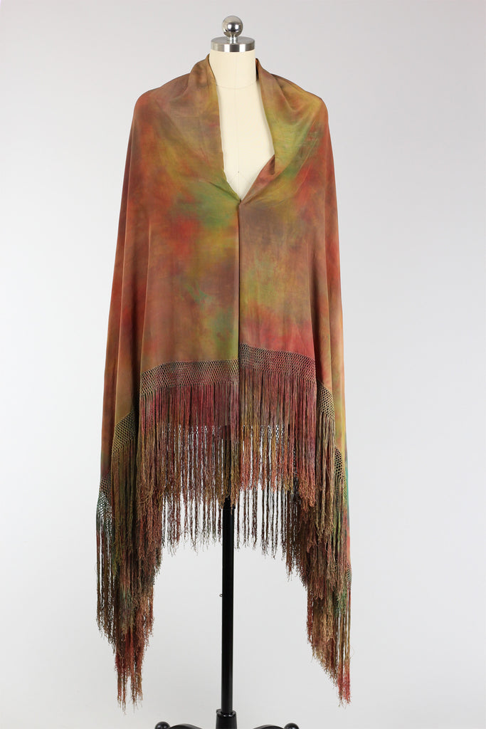 1920s Tie Dye Antique Chinese Silk Shawl