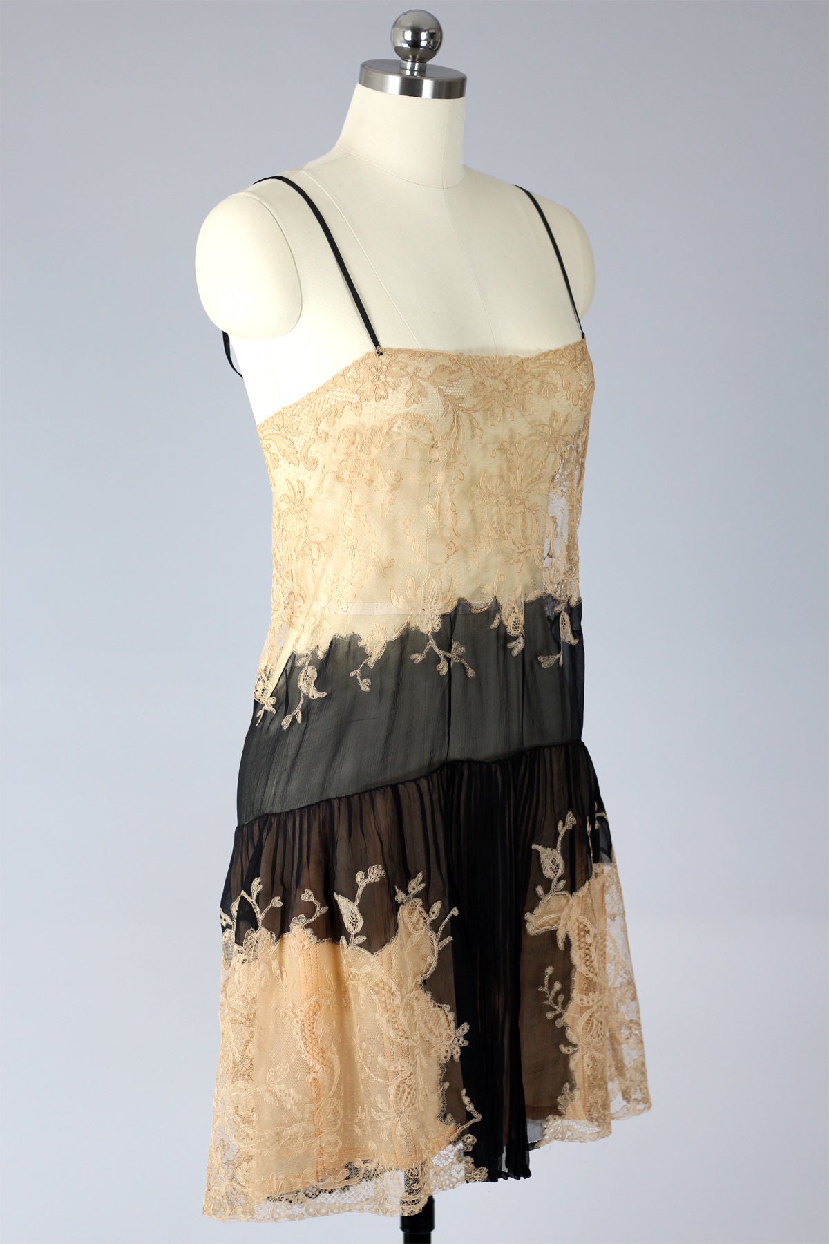 RESERVED Rare 1920s French Chantilly Lace and Chiffon Chemise