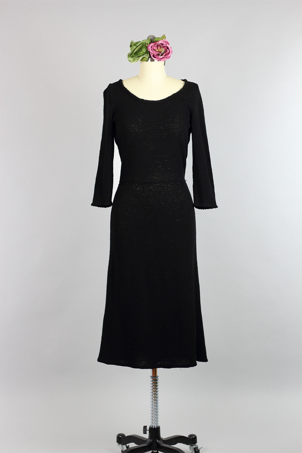 Elegant 1930s Wool Knit Dress