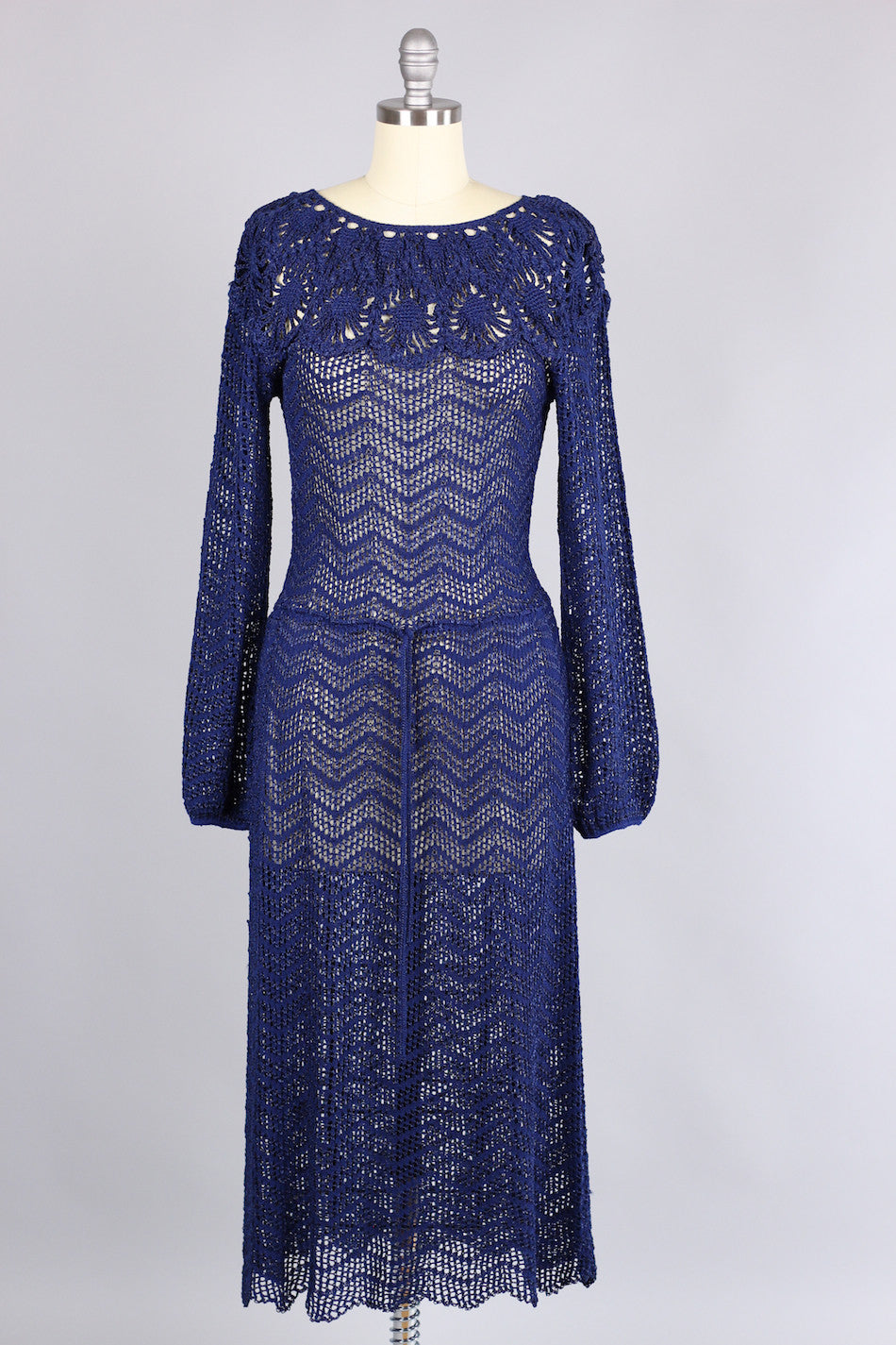 Vintage 1930s Navy Rayon Knit Dress