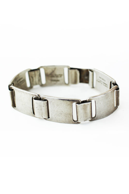 Vintage 1940s Heavy Sterling Silver Link Bracelet 44 grams