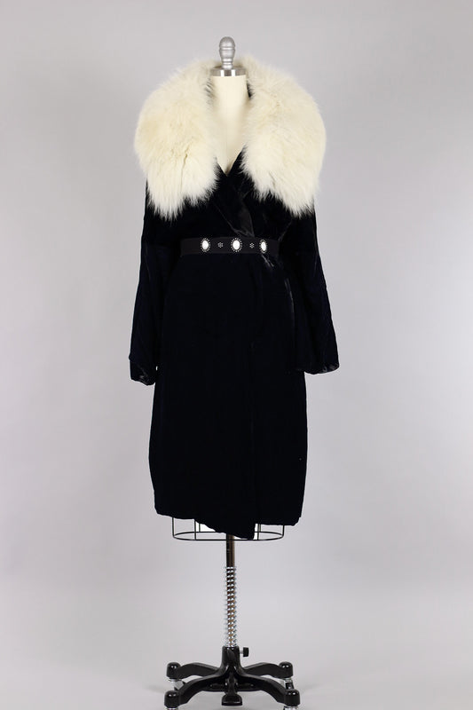 Hattie Carnegie 1940s Silk Velvet and White Mink Fur Cloak