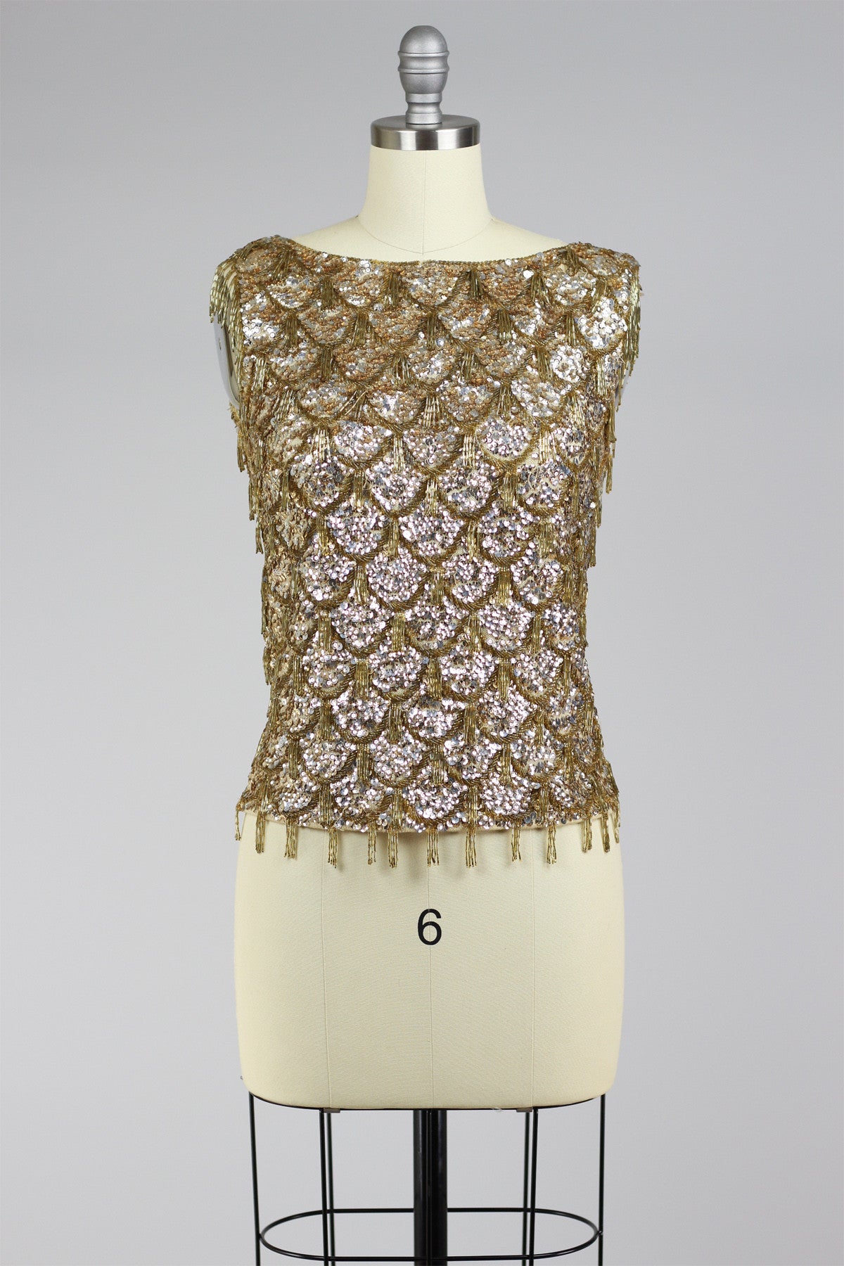 Supreme 1960s Gold Sequin Hand Beaded Top