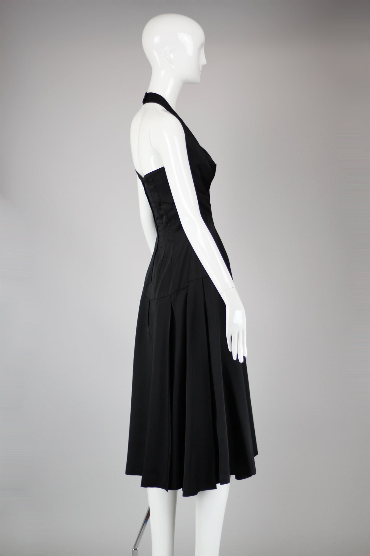 RESERVED For Tammara- Rare 1950s Lilli Ann Black Satin Halter Dress