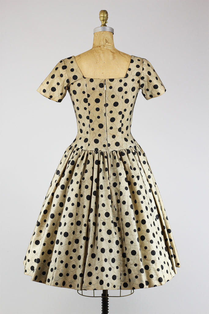 Rare 1950s New Look Polka Dot Dress / 1950s Formal Party Dress