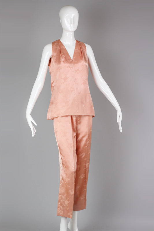 Vintage 1960s Anne Fogarty Chinese Satin Pajamas Set