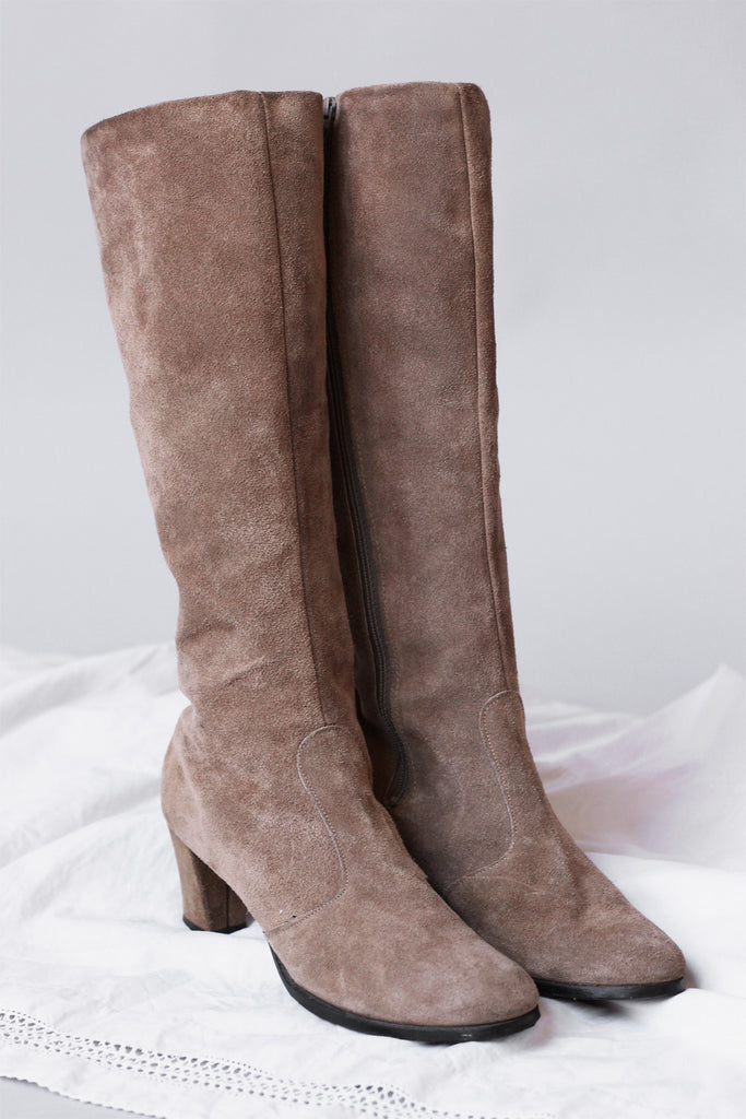1970s Tall Suede Boots