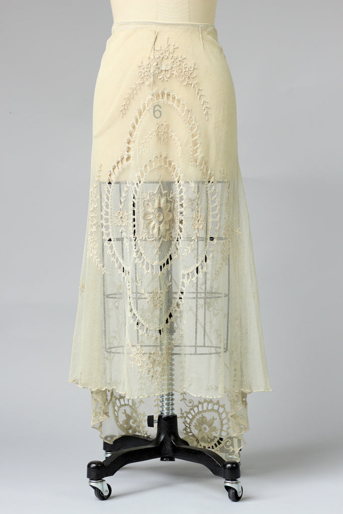 Rare Antique Edwardian Irish Tambour Lace Wedding Skirt