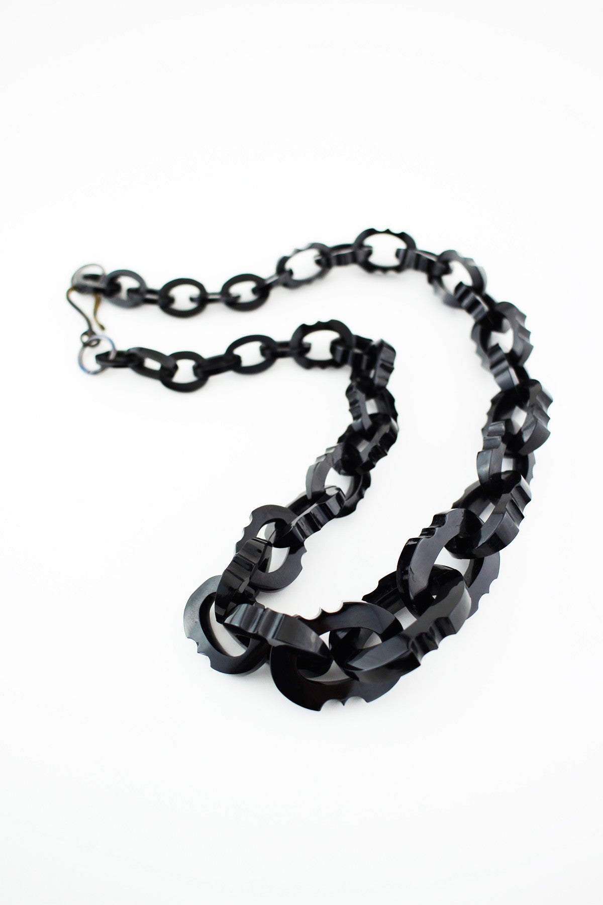 Rare Antique Victorian Genuine Whitby Jet Link Necklace