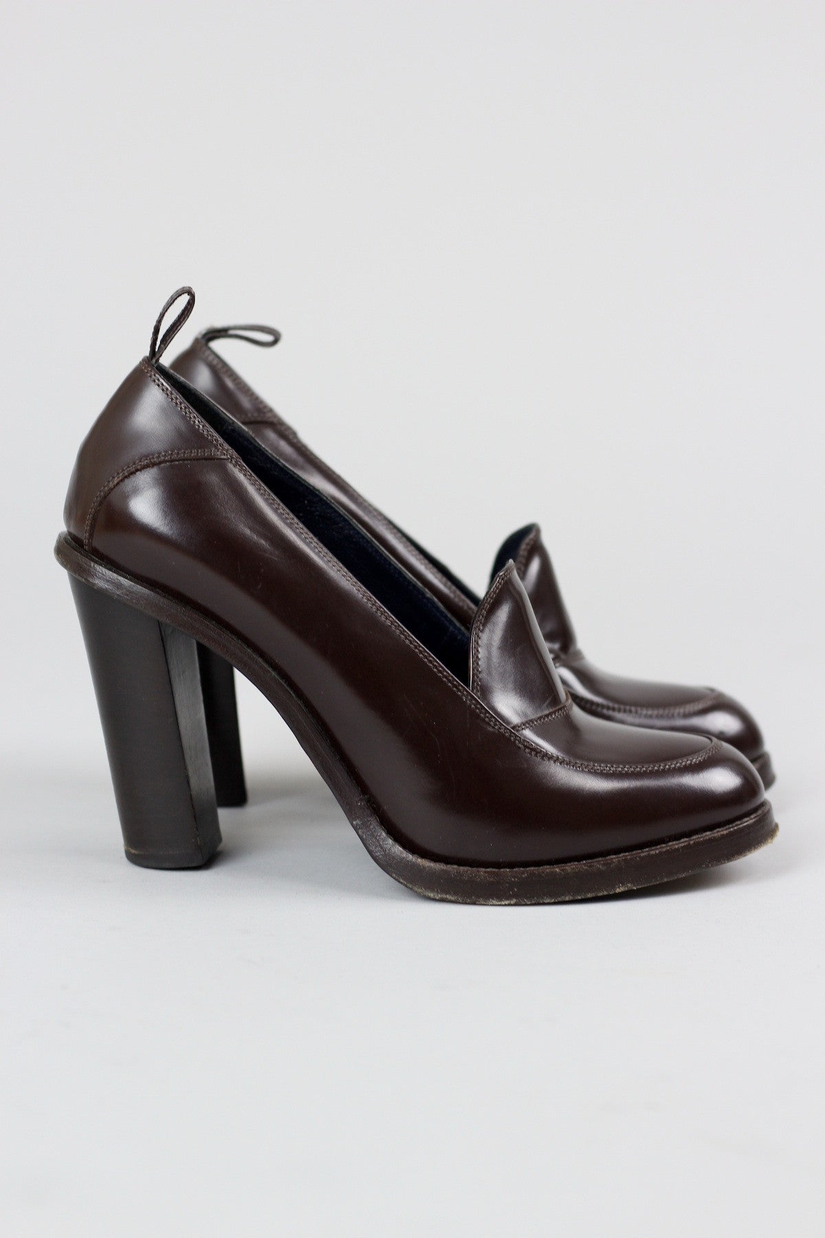 Vintage 40s Inspired Oxblood Patent Platform Loafers