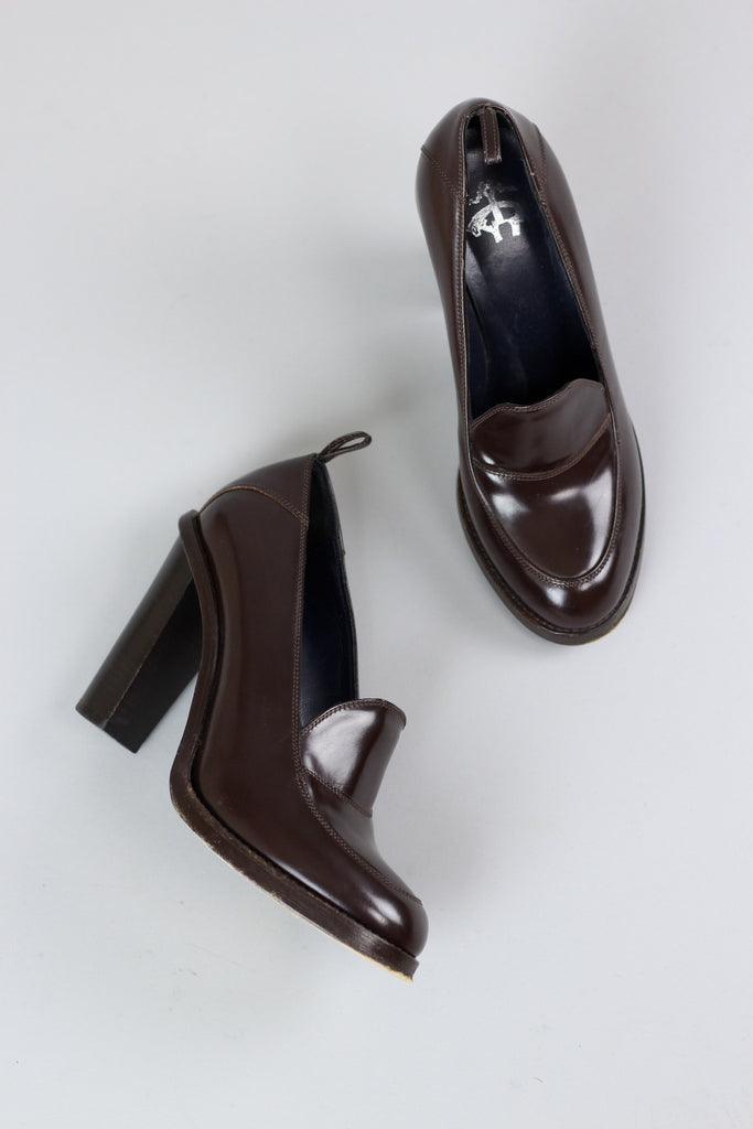 Vintage 40s Inspired Oxblood Patent Platform Loafers