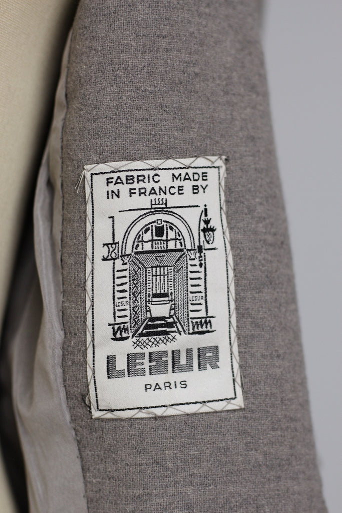 Incredible 1940s Couture Tailoring Parisian LeSur Gray Wool Jacket