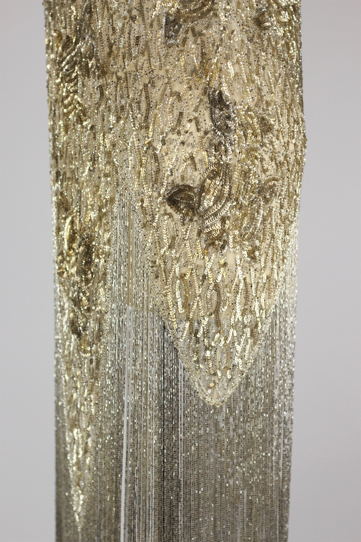 Rare 1920s French Couture Gold Beaded Sequin Fringe Flapper Dress Muse Rare 1920s French Couture Gold Beaded Sequin Fringe Flapper Dress Muse